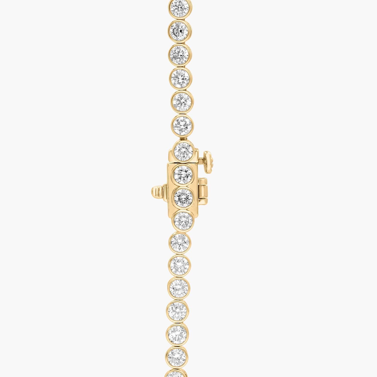 Bezel Tennis Necklace With 10 CTW Round Diamonds in 14K Yellow Gold