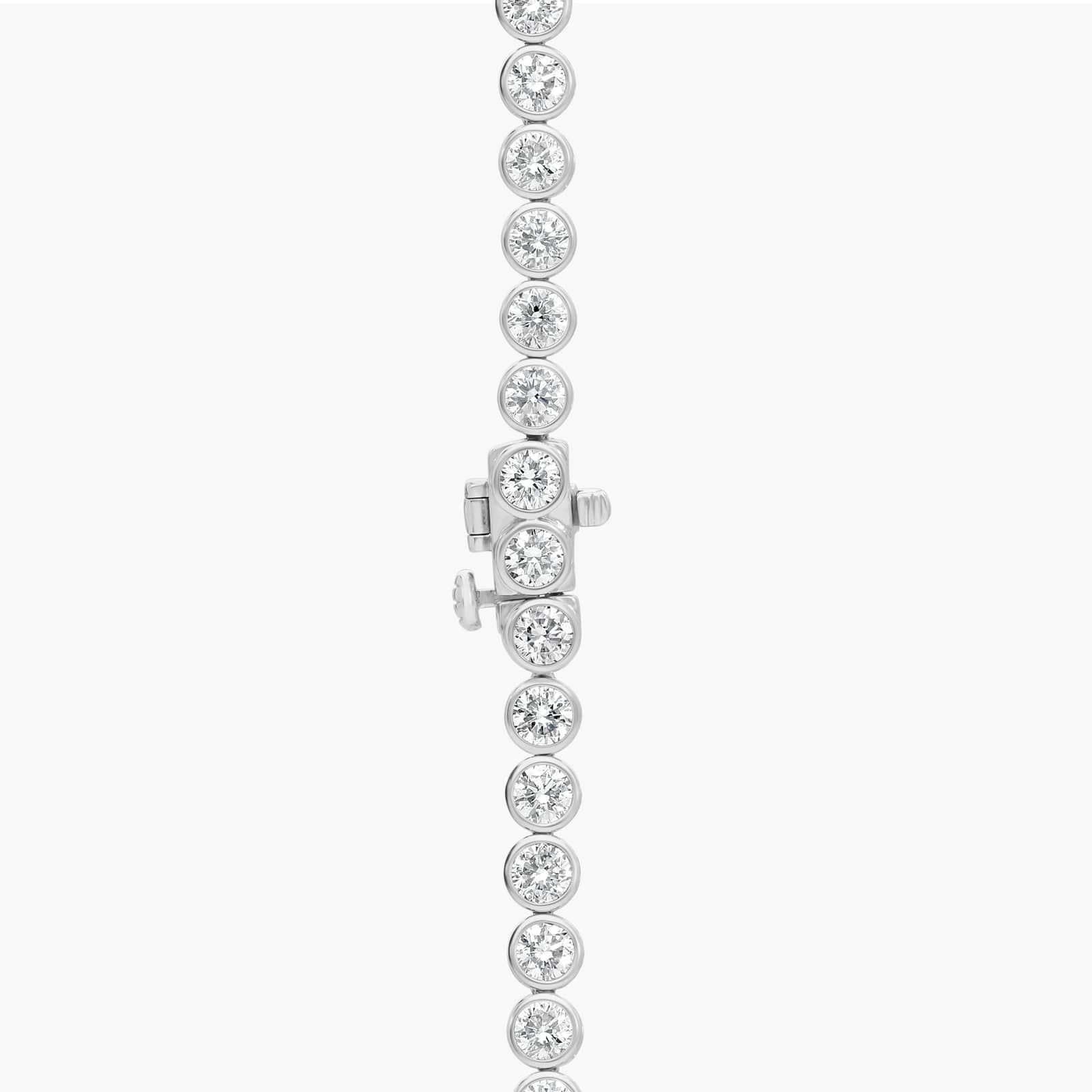 Bezel Tennis Necklace With 15 CTW Round Diamonds in 14K White Gold