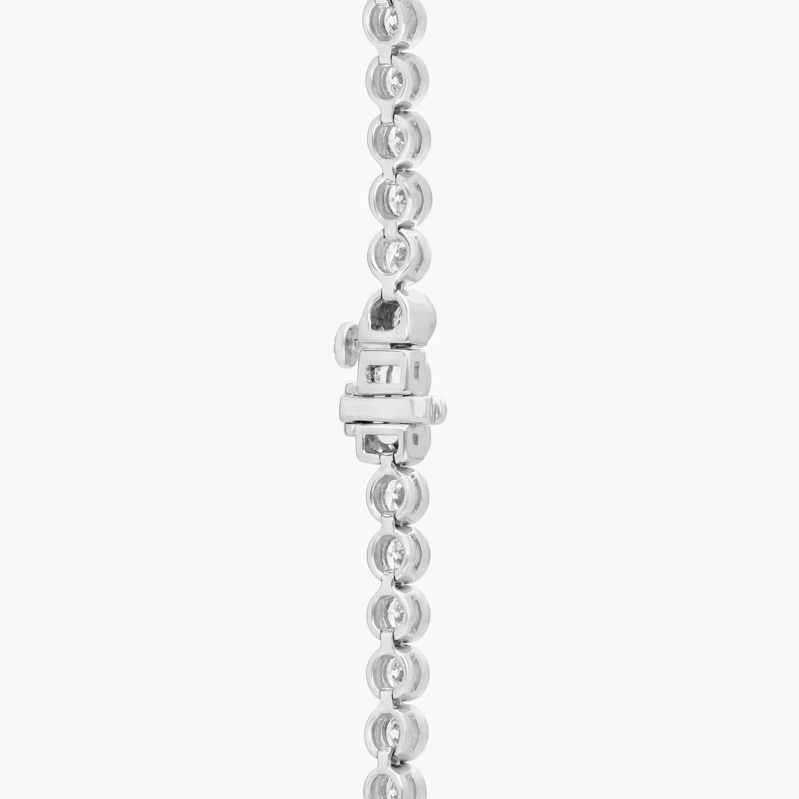 Bezel Tennis Necklace With 15 CTW Round Diamonds in 14K White Gold