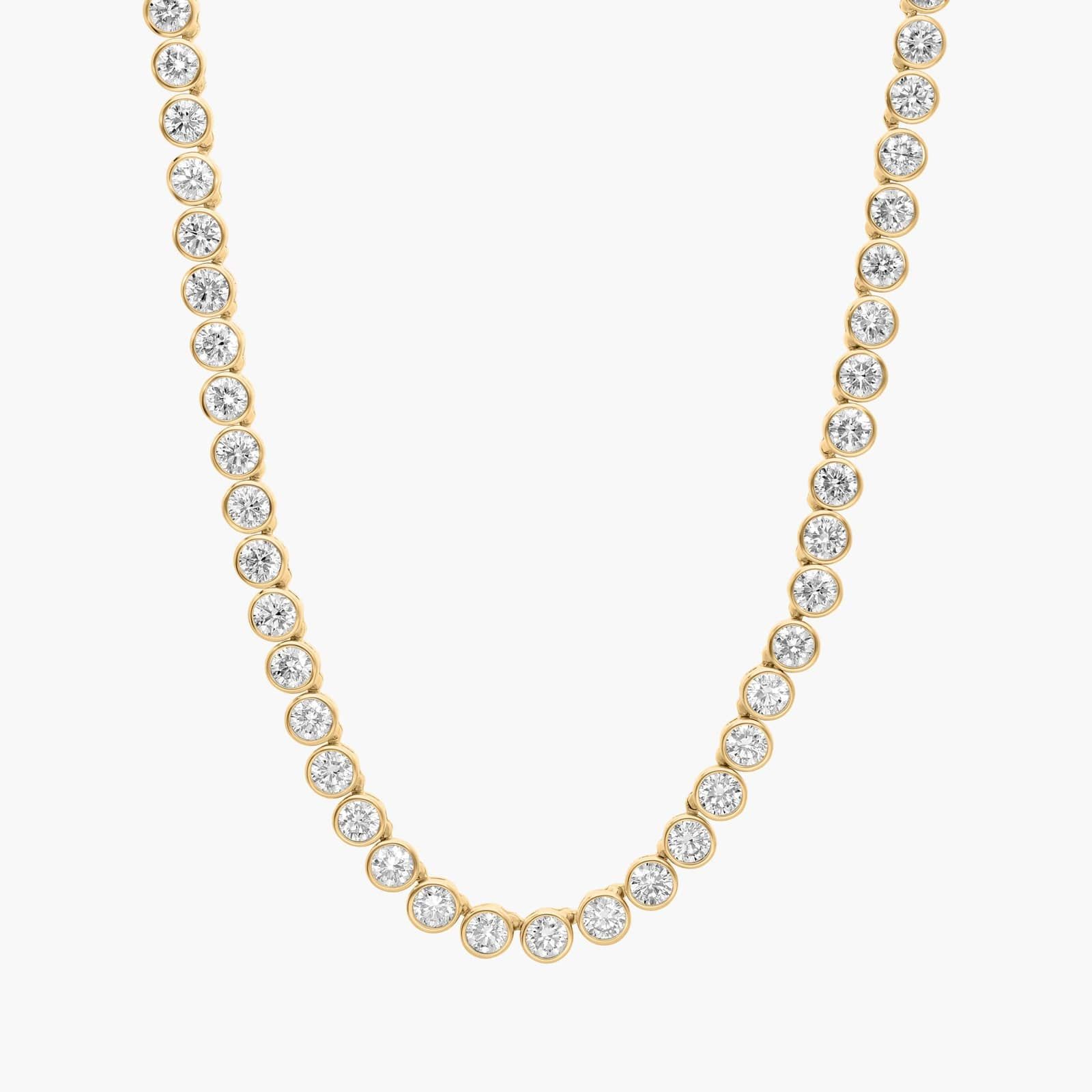 Bezel Tennis Necklace With 15 CTW Round Diamonds in 14K Yellow Gold