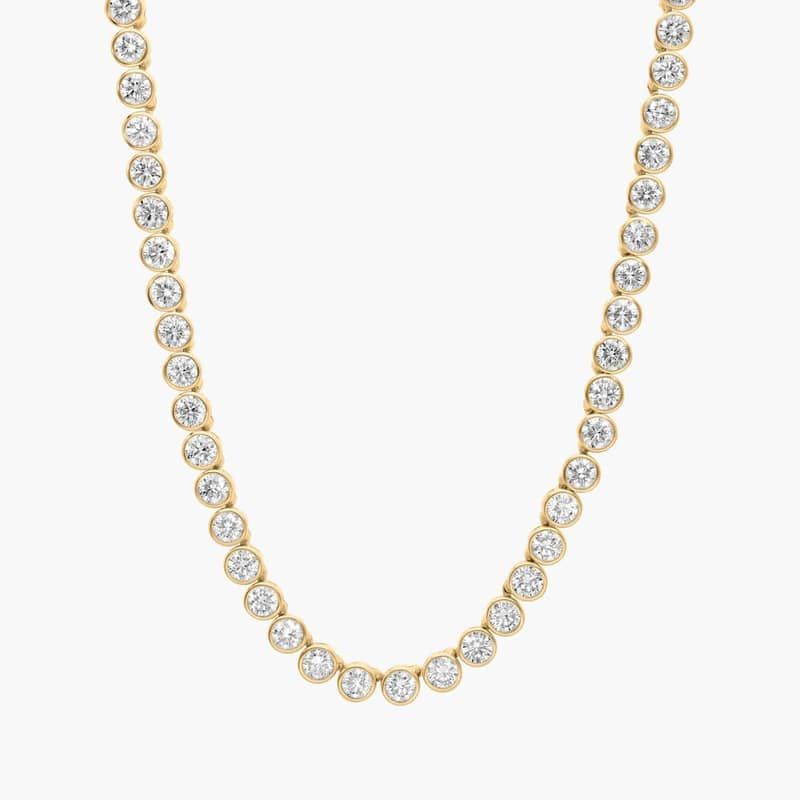 Bezel Tennis Necklace With 15 CTW Round Lab-Grown Diamonds in 14K Yellow Gold