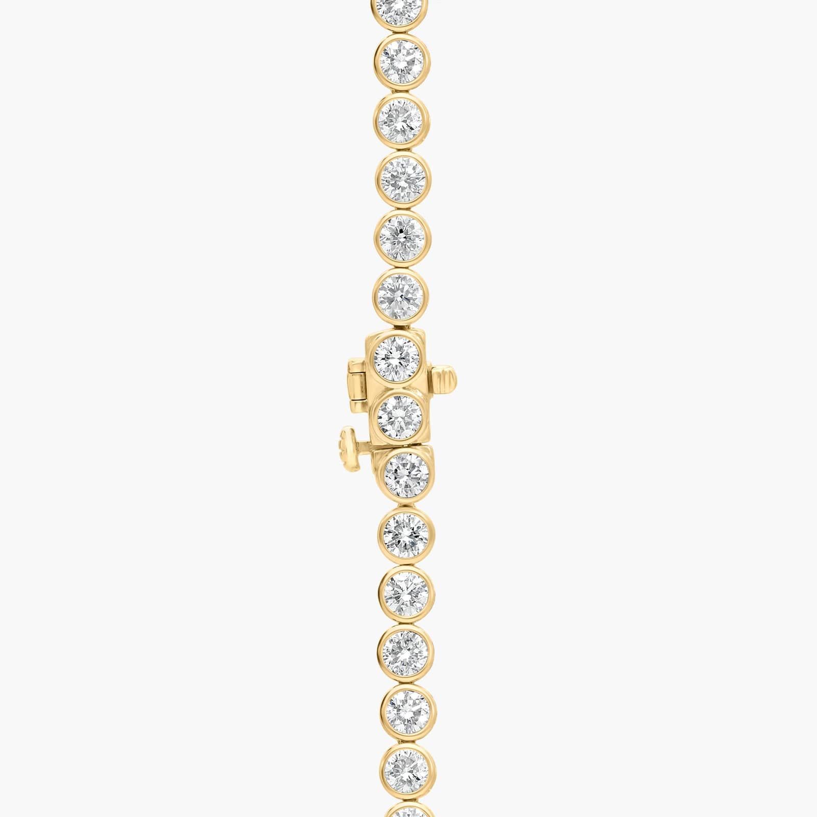 Bezel Tennis Necklace With 15 CTW Round Diamonds in 14K Yellow Gold
