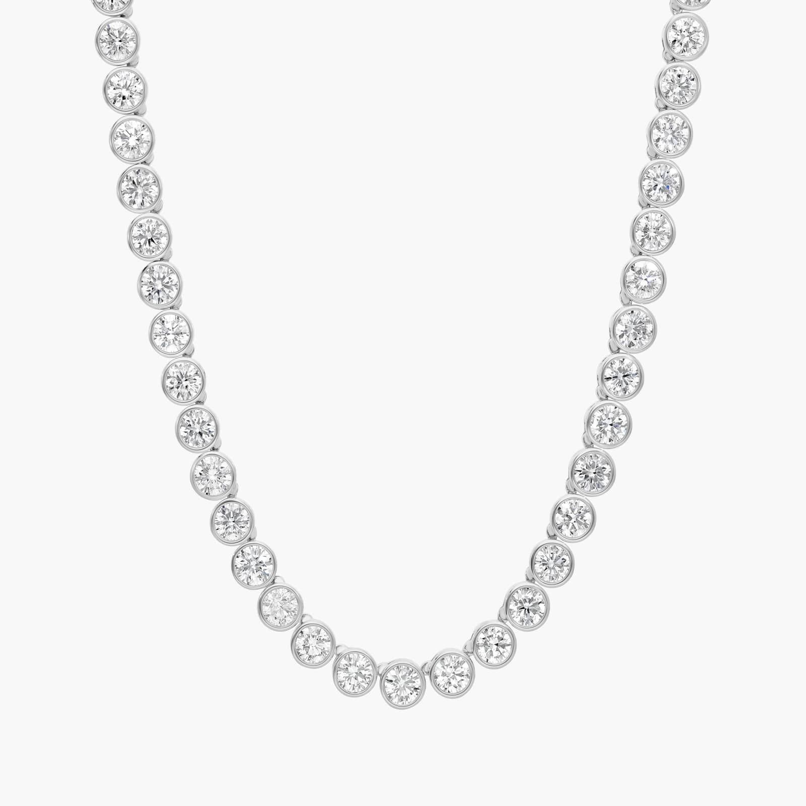 Bezel Tennis Necklace With 20 CTW Round Diamonds in Platinum
