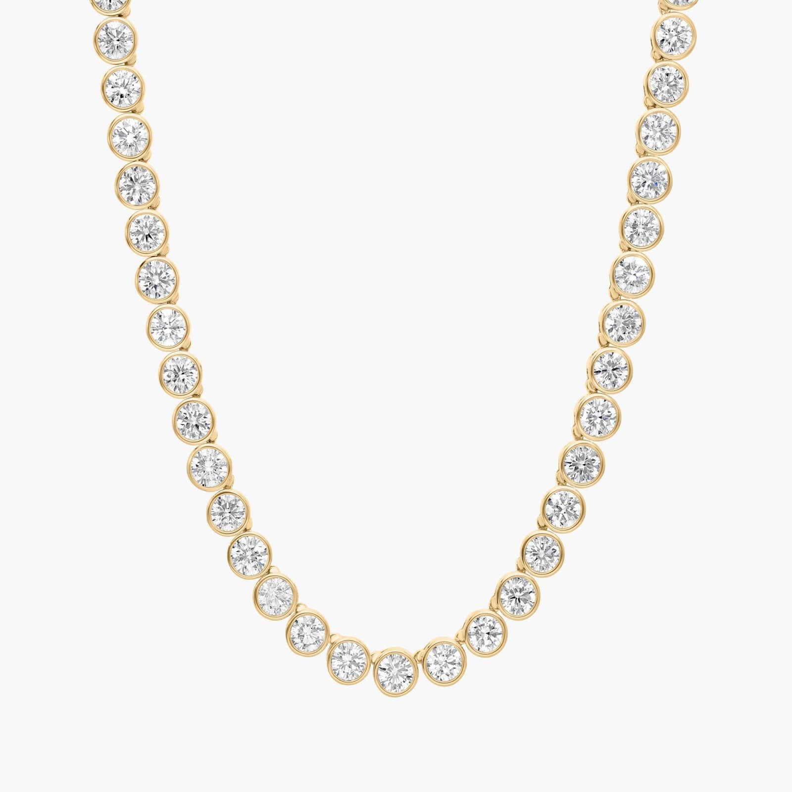 Bezel Tennis Necklace With 20 CTW Round Diamonds in 14K Yellow Gold