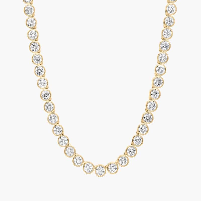 Bezel Tennis Necklace With 20 CTW Round Lab-Grown Diamonds in 14K Yellow Gold