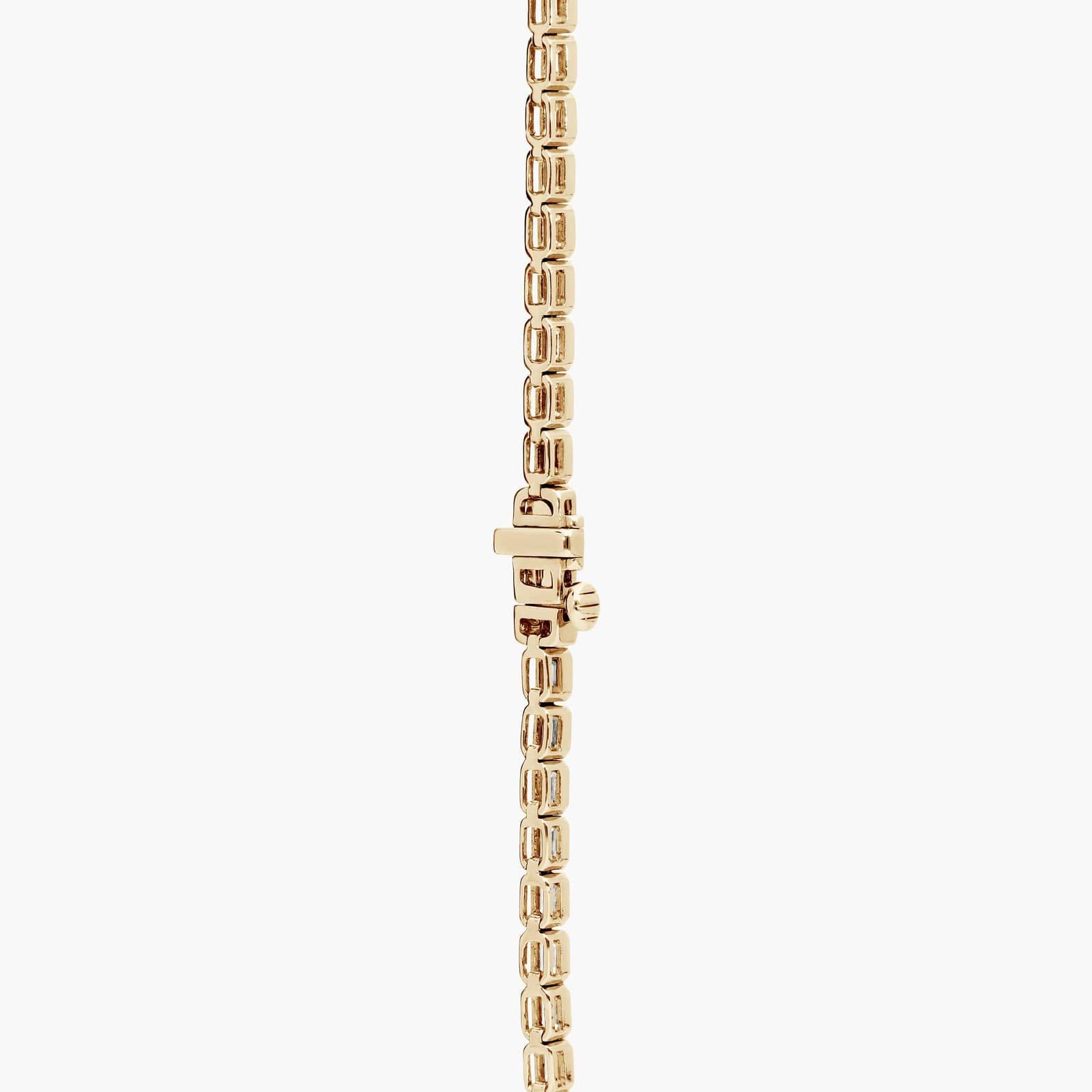 East-West Bezel Tennis Necklace With 10 CTW Emerald Cut Diamonds in 14K Yellow Gold