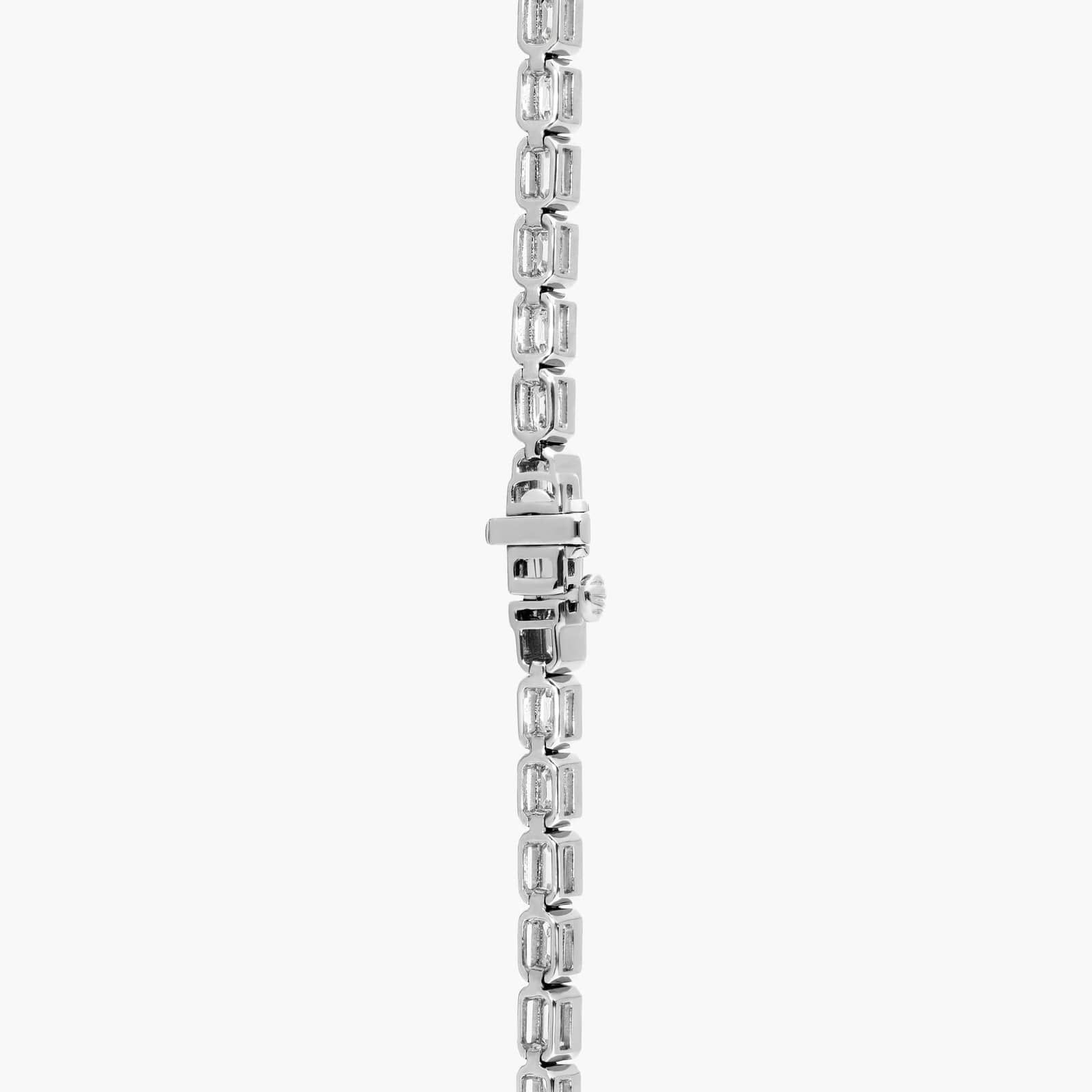 East-West Bezel Tennis Necklace With 20 CTW Emerald Cut Diamonds in Platinum