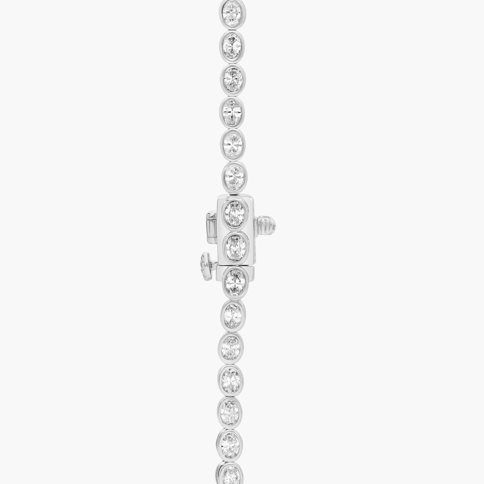 East-West Bezel Tennis Necklace With 7 CTW Oval Cut Diamonds in Platinum