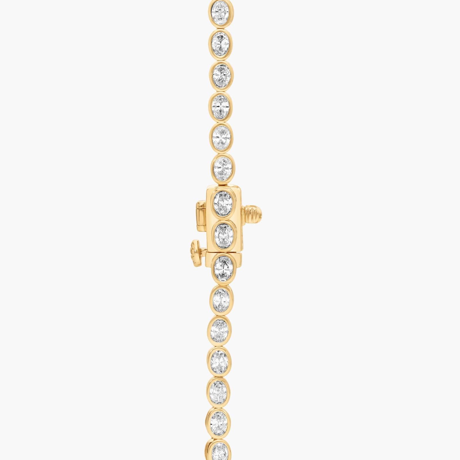 East-West Bezel Tennis Necklace With 7 CTW Oval Cut Lab-Grown Diamonds in 14K Yellow Gold