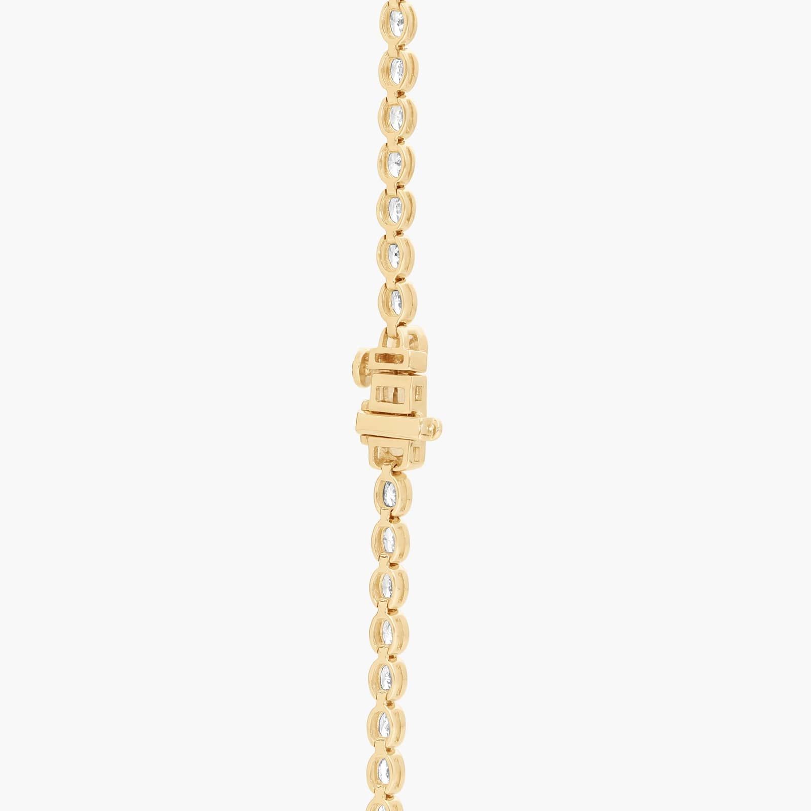 East-West Bezel Tennis Necklace With 7 CTW Oval Cut Lab-Grown Diamonds in 14K Yellow Gold