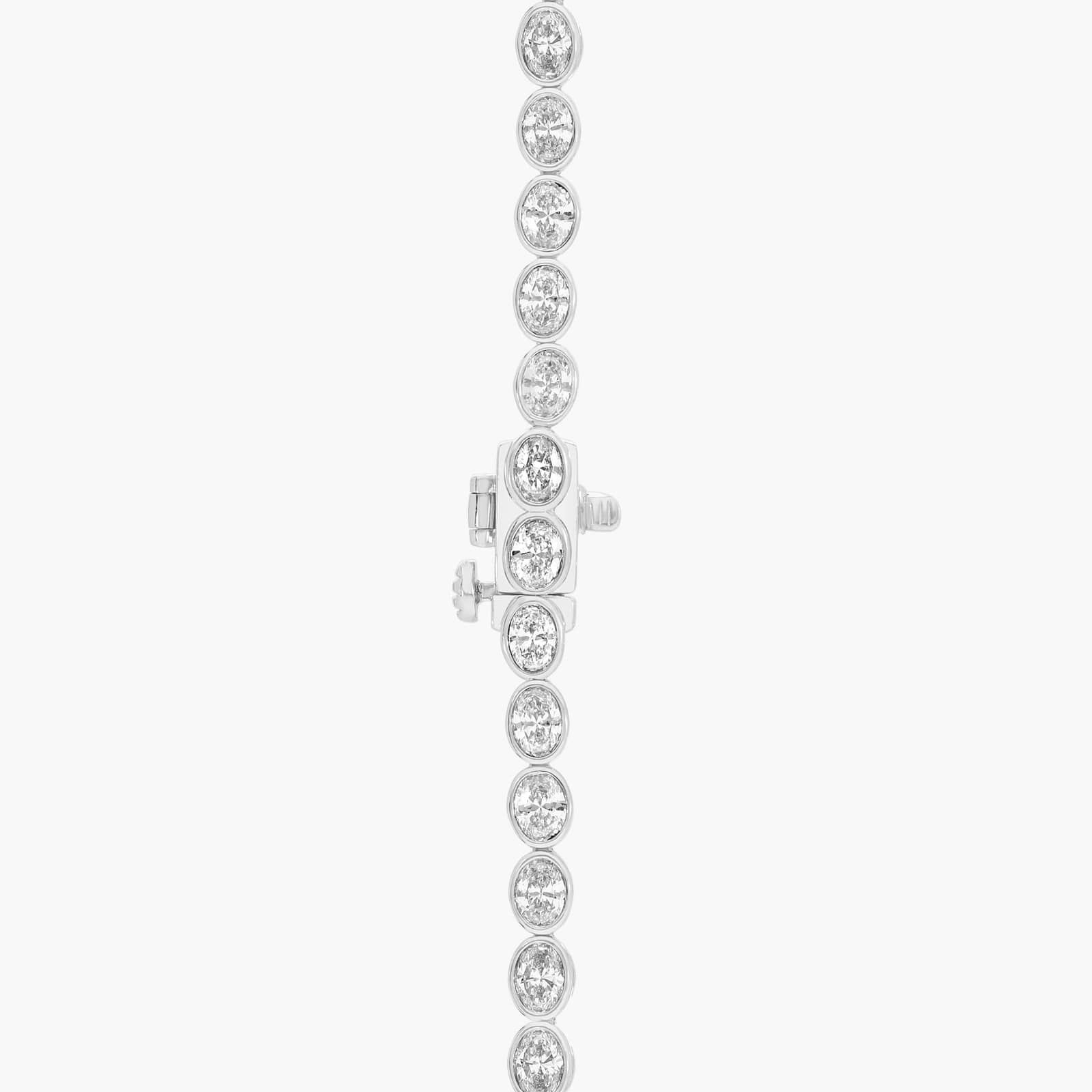 East-West Bezel Tennis Necklace With 10 CTW Oval Cut Lab-Grown Diamonds in 14K White Gold