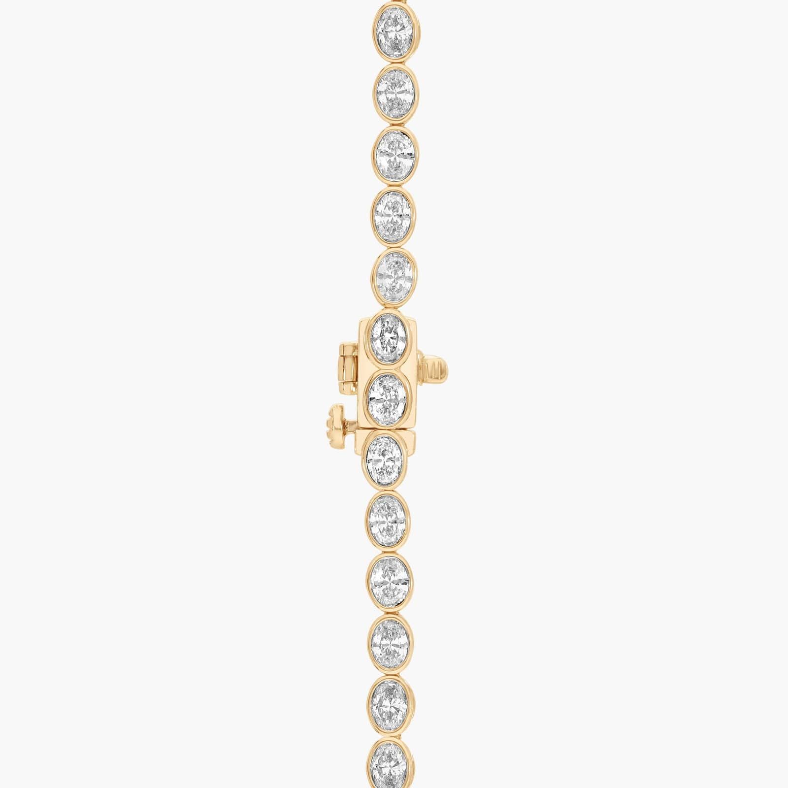 East-West Bezel Tennis Necklace With 10 CTW Oval Cut Lab-Grown Diamonds in 14K Yellow Gold