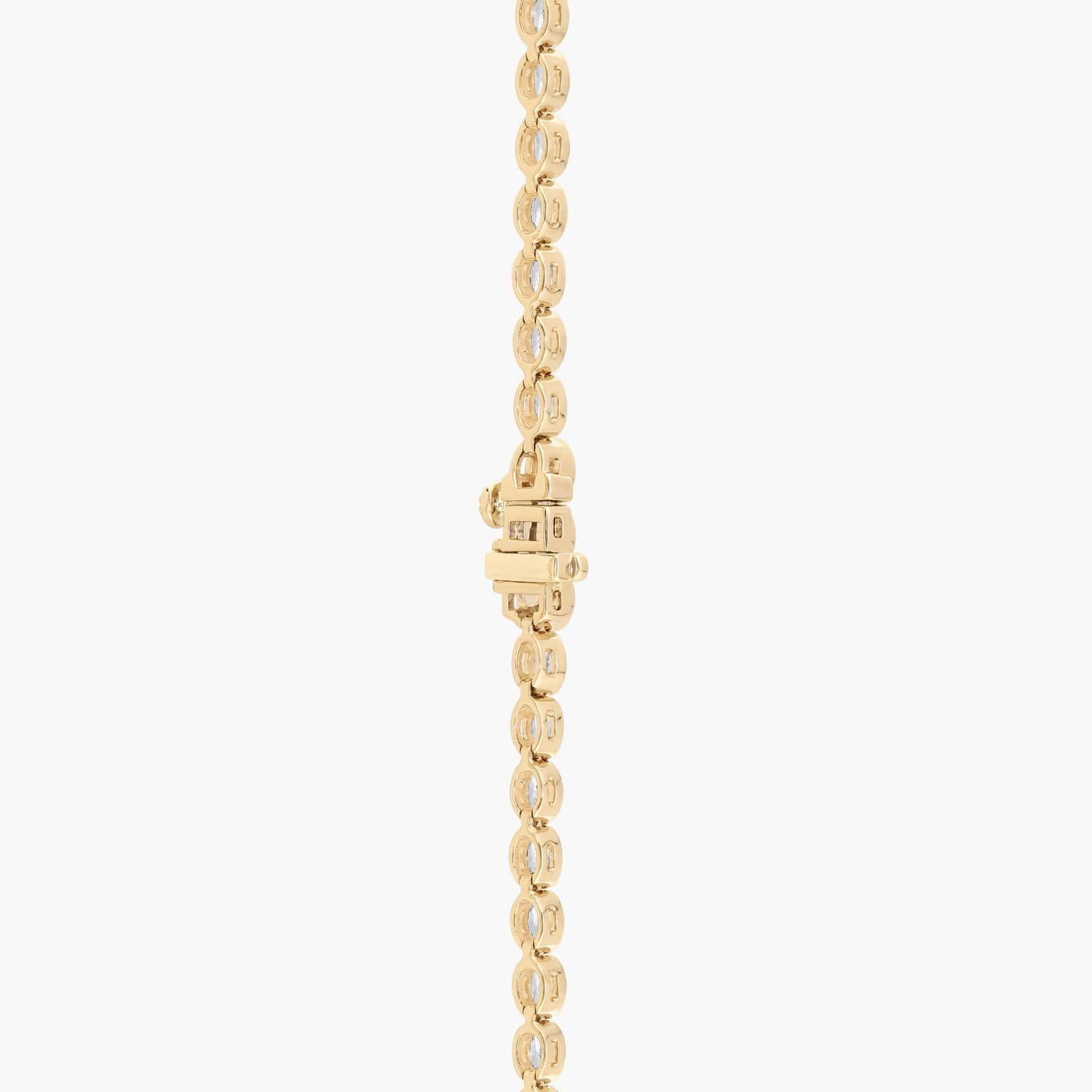 East-West Bezel Tennis Necklace With 10 CTW Oval Cut Lab-Grown Diamonds in 14K Yellow Gold