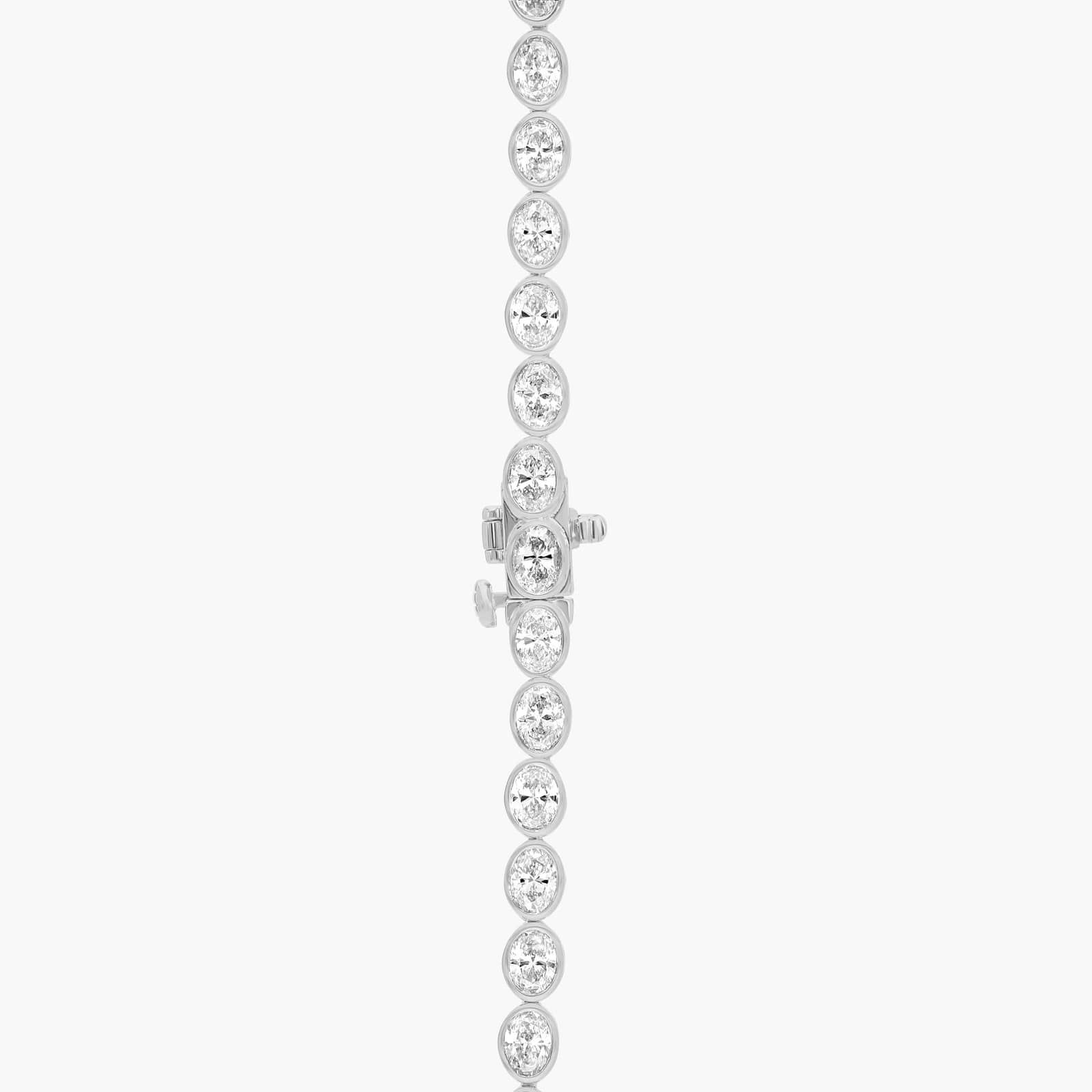 East-West Bezel Tennis Necklace With 15 CTW Oval Cut Lab-Grown Diamonds in 14K White Gold
