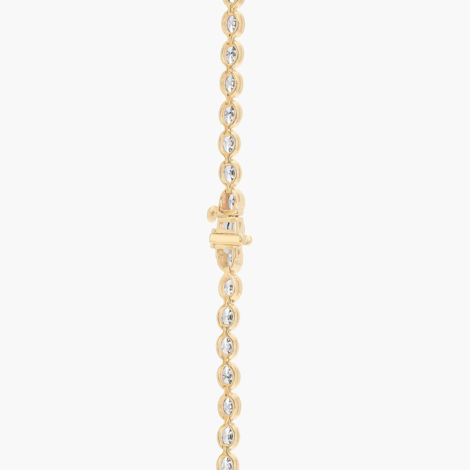 East-West Bezel Tennis Necklace With 15 CTW Oval Cut Lab-Grown Diamonds in 14K Yellow Gold