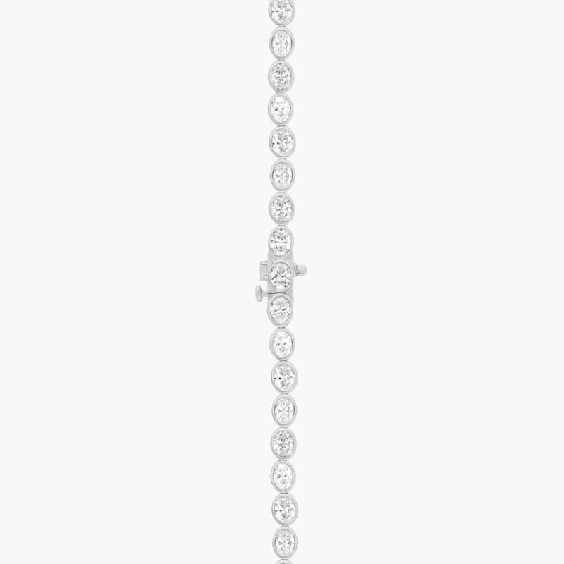 East-West Bezel Tennis Necklace With 20 CTW Oval Cut Lab-Grown Diamonds in 14K White Gold
