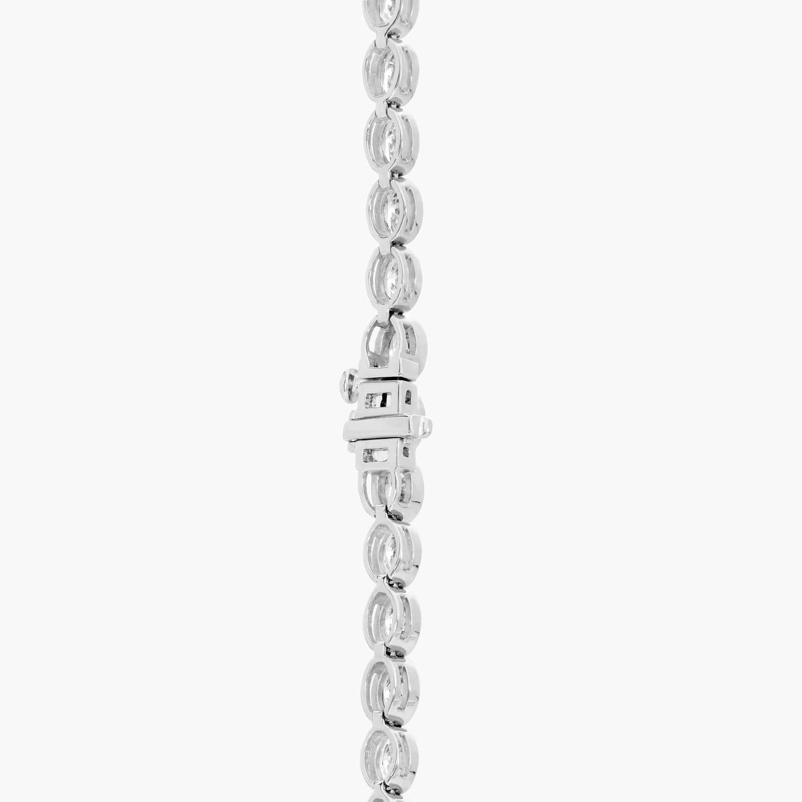 East-West Bezel Tennis Necklace With 20 CTW Oval Cut Lab-Grown Diamonds in 14K White Gold