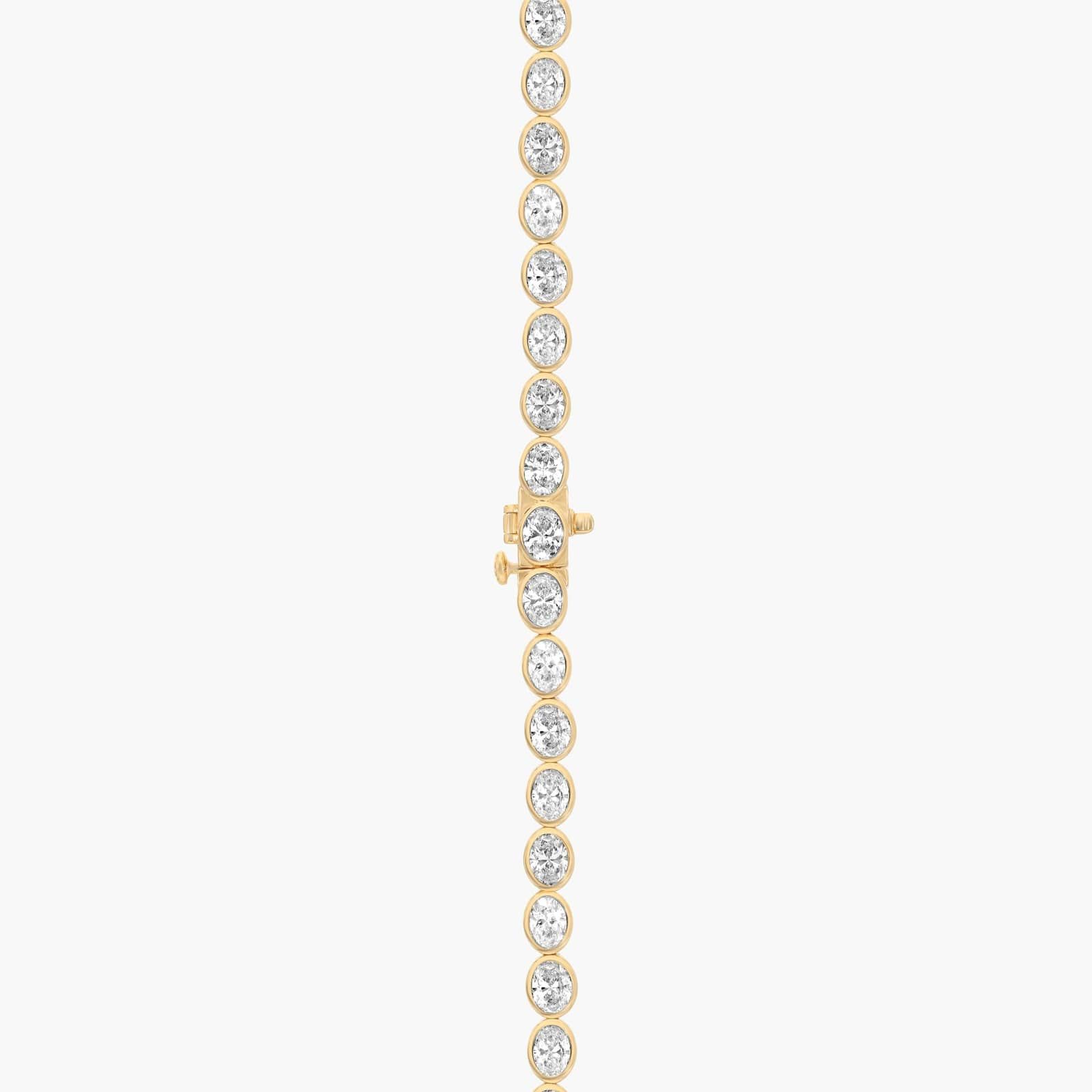 East-West Bezel Tennis Necklace With 20 CTW Oval Cut Lab-Grown Diamonds in 14K Yellow Gold