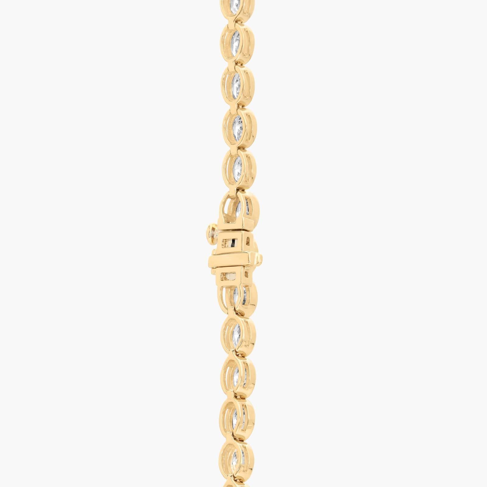 East-West Bezel Tennis Necklace With 20 CTW Oval Cut Lab-Grown Diamonds in 14K Yellow Gold
