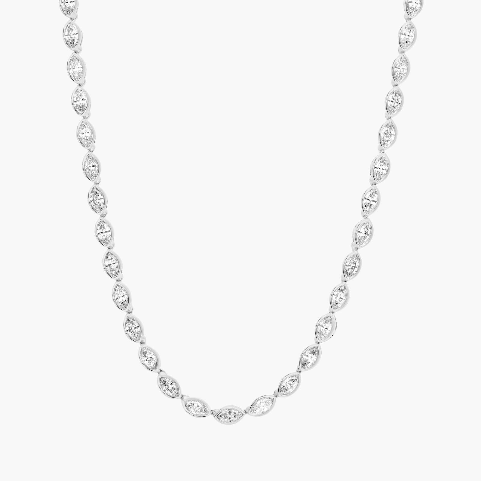 East-West Bezel Tennis Necklace With 7 CTW Marquise Cut Diamonds in Platinum