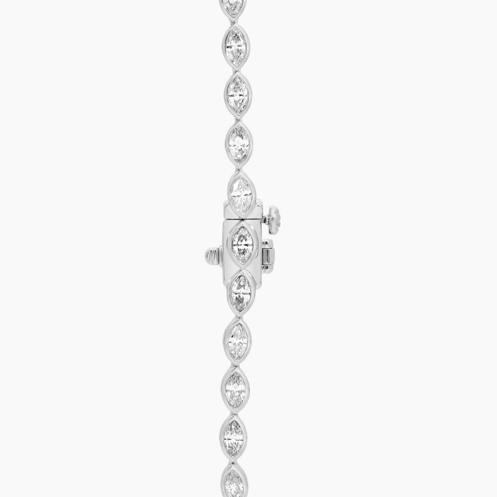 East-West Bezel Tennis Necklace With 7 CTW Marquise Cut Diamonds in Platinum