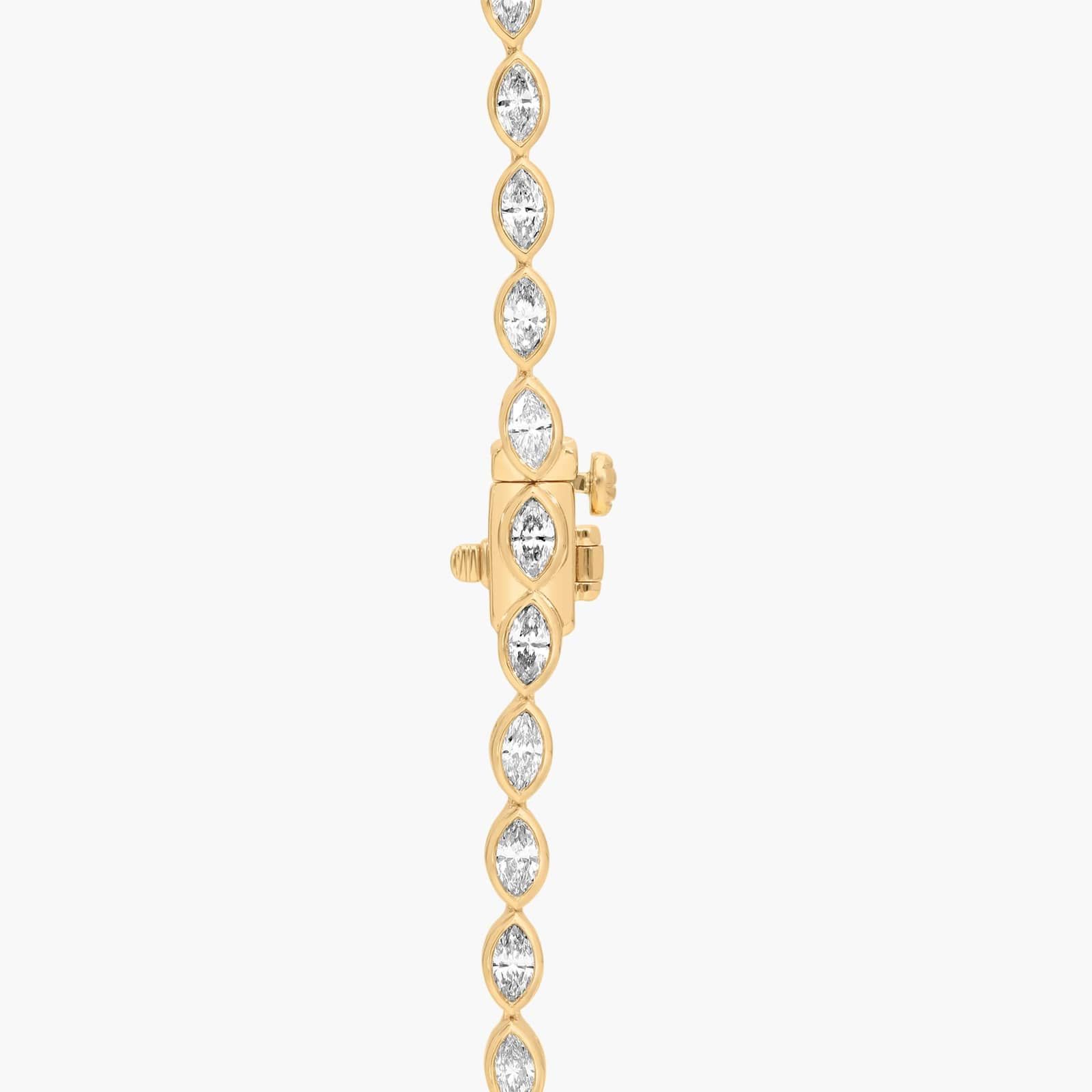 East-West Bezel Tennis Necklace With 7 CTW Marquise Cut Diamonds in 14K Yellow Gold