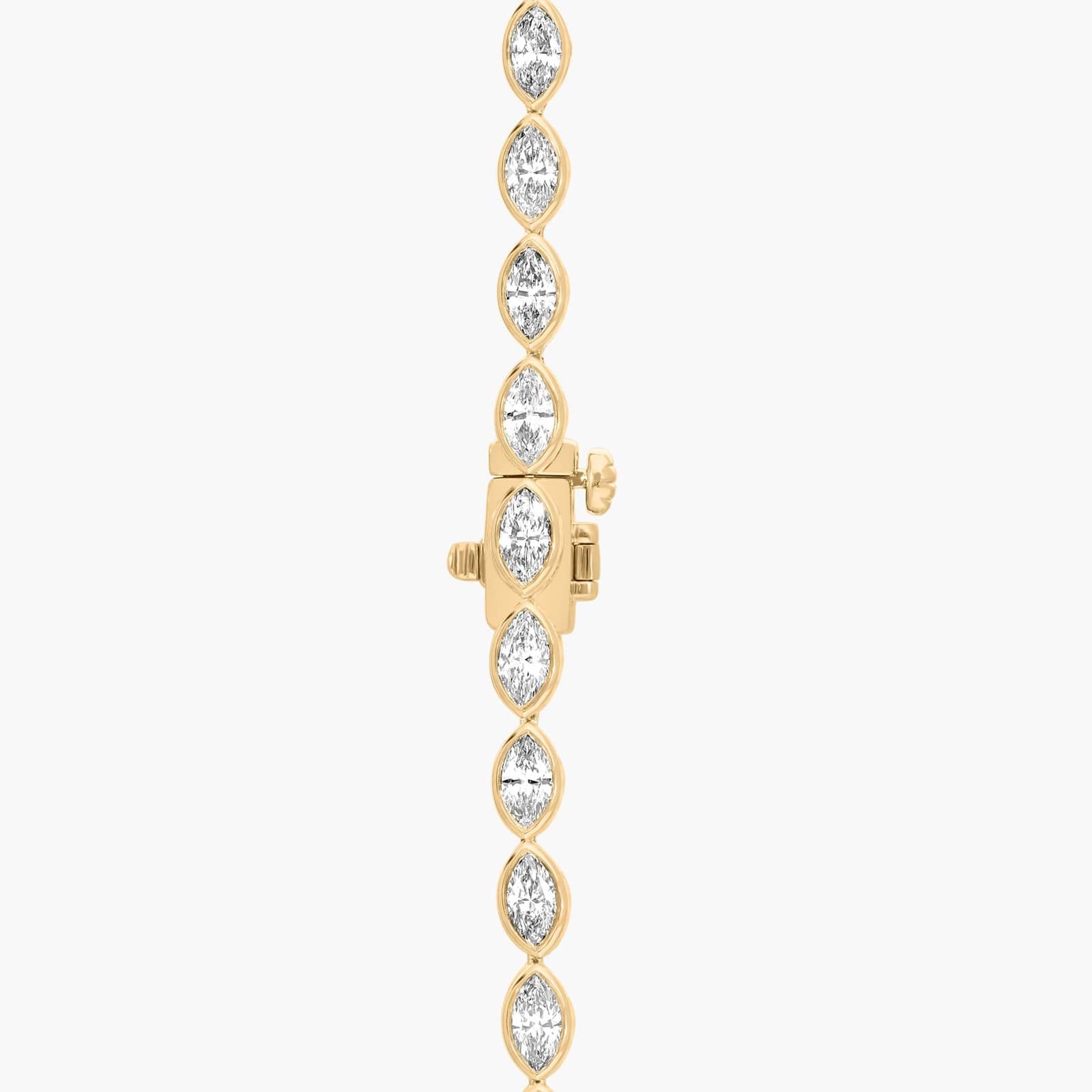 East-West Bezel Tennis Necklace With 10 CTW Marquise Cut Lab-Grown Diamonds in 14K Yellow Gold