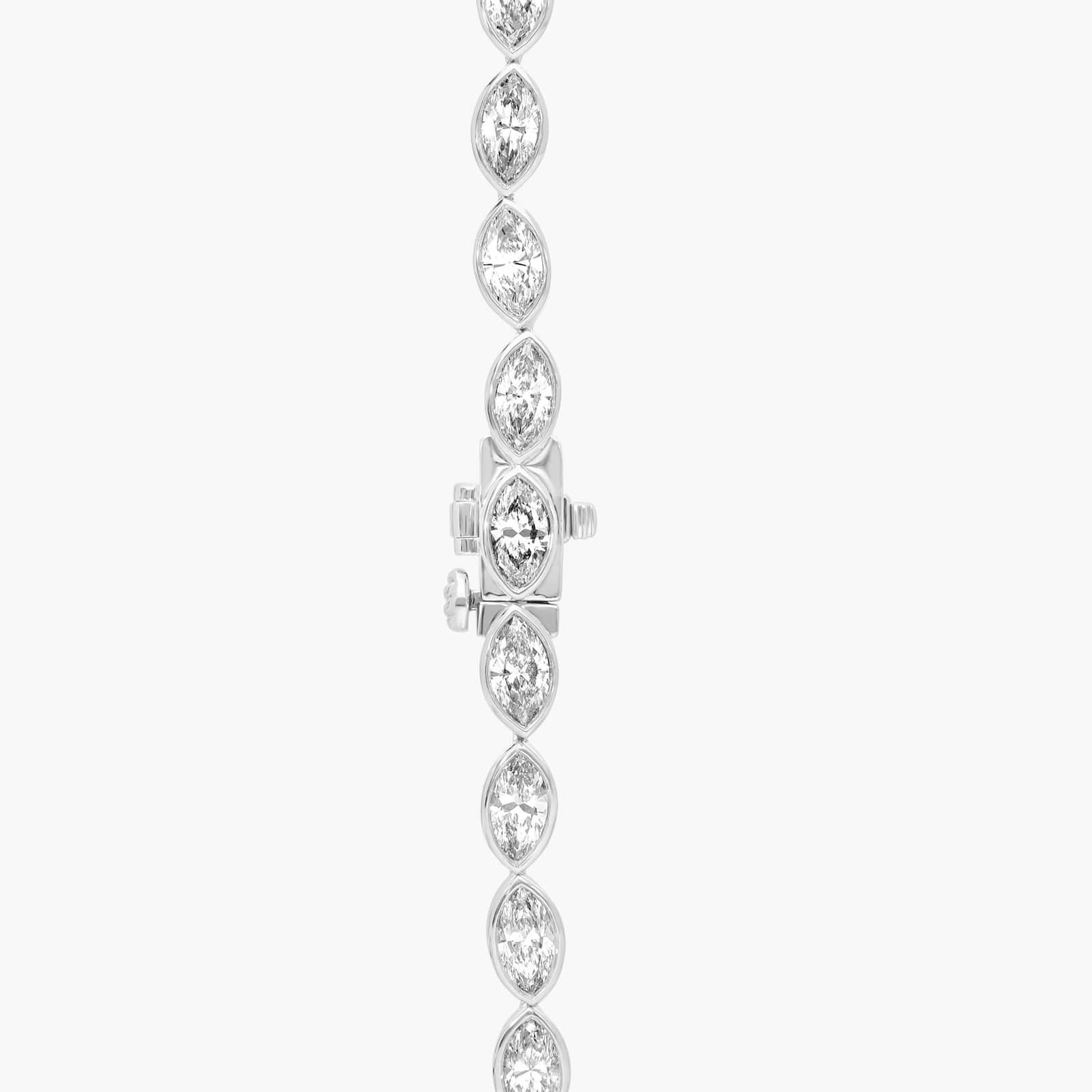 East-West Bezel Tennis Necklace With 15 CTW Marquise Cut Diamonds in Platinum