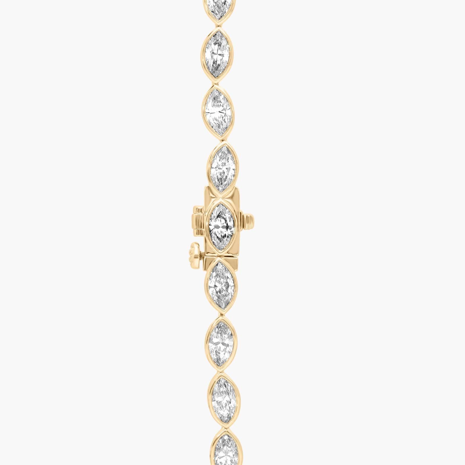 East-West Bezel Tennis Necklace With 15 CTW Marquise Cut Diamonds in 14K Yellow Gold