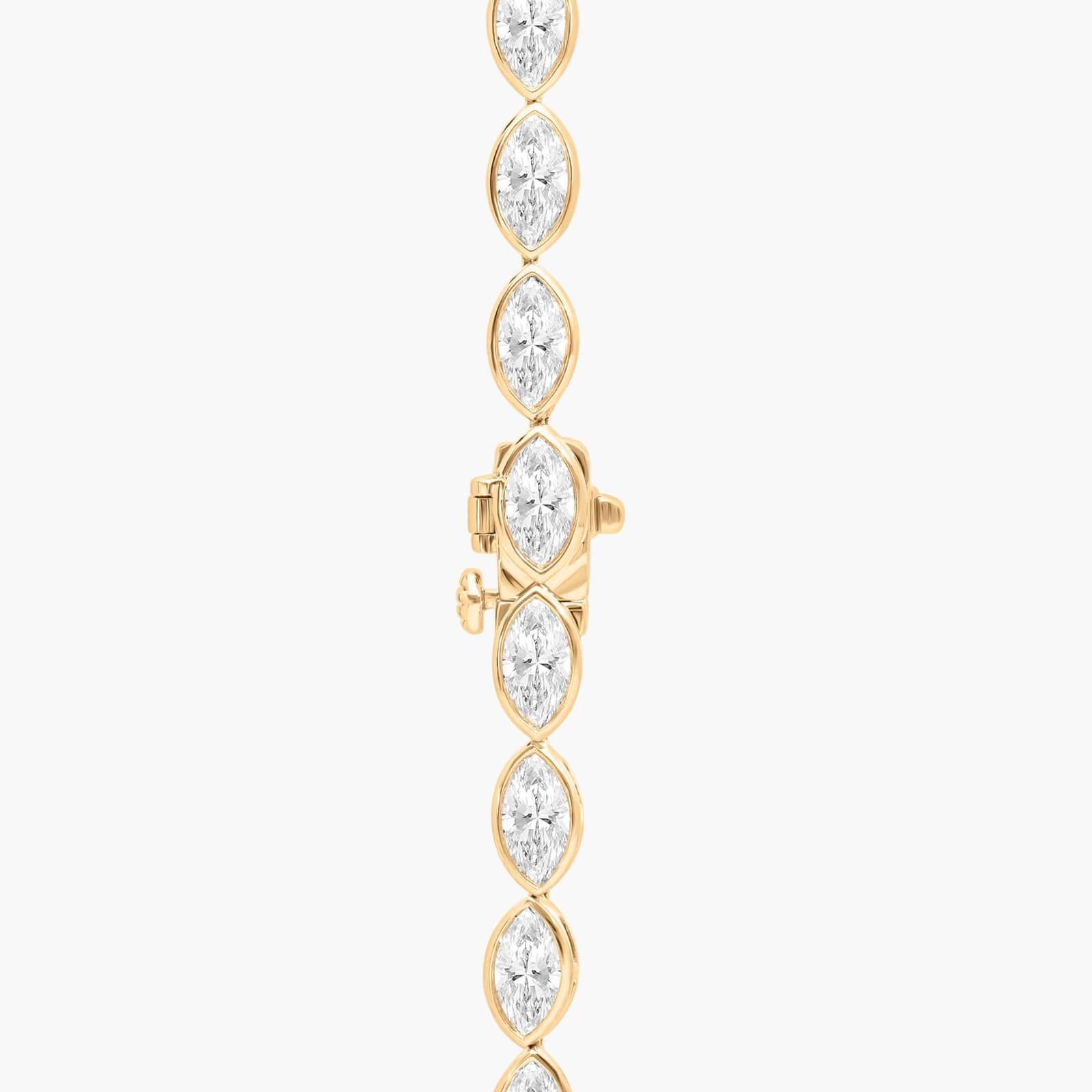East-West Bezel Tennis Necklace With 20 CTW Marquise Cut Diamonds in 14K Yellow Gold