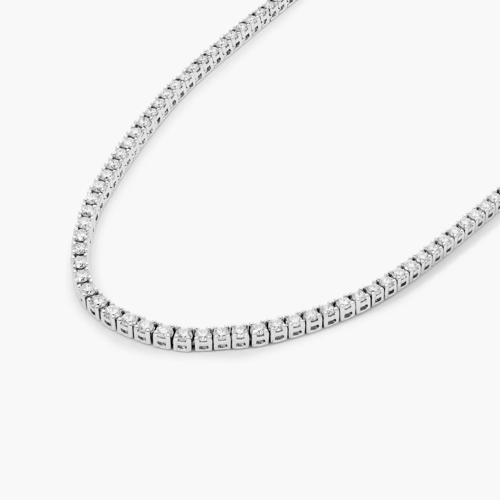 14K White Gold Lab-Grown Diamond Half Tennis Necklace ( 3.00 CTW - F-G / VS1-VS2)