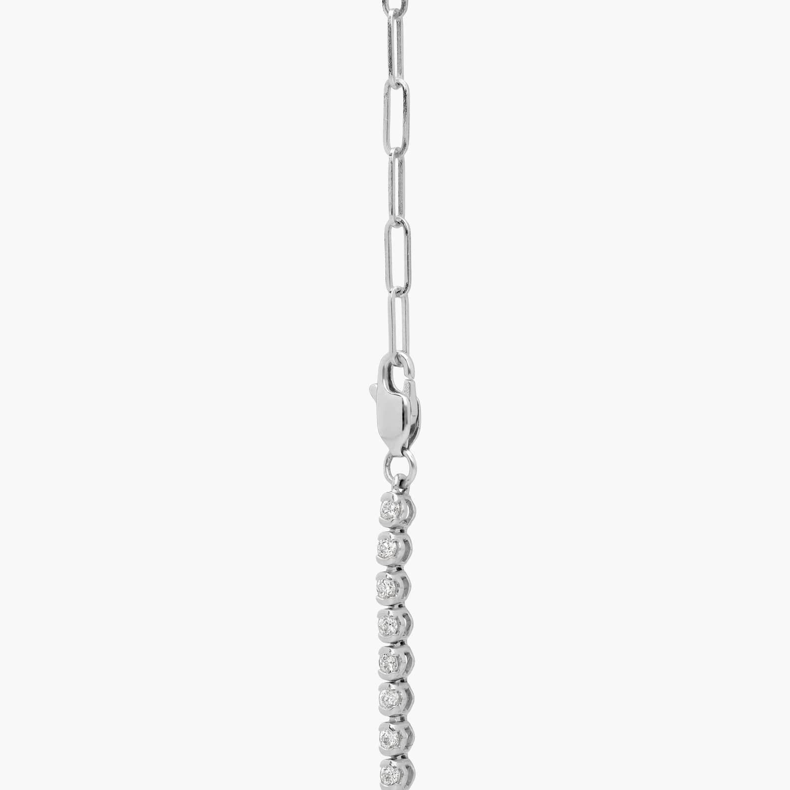 Mini Half Tennis Necklace With 2CTW Round Cut Diamonds In 14K White Gold