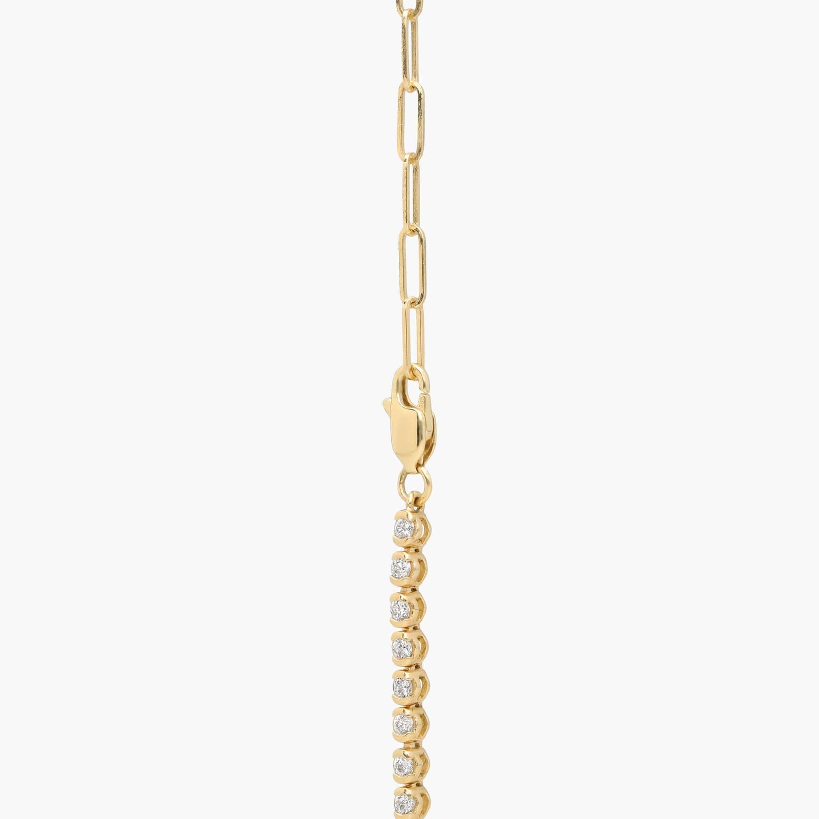 Mini Half Tennis Necklace With 2CTW Round Cut Lab-Grown Diamonds In 14K Yellow Gold