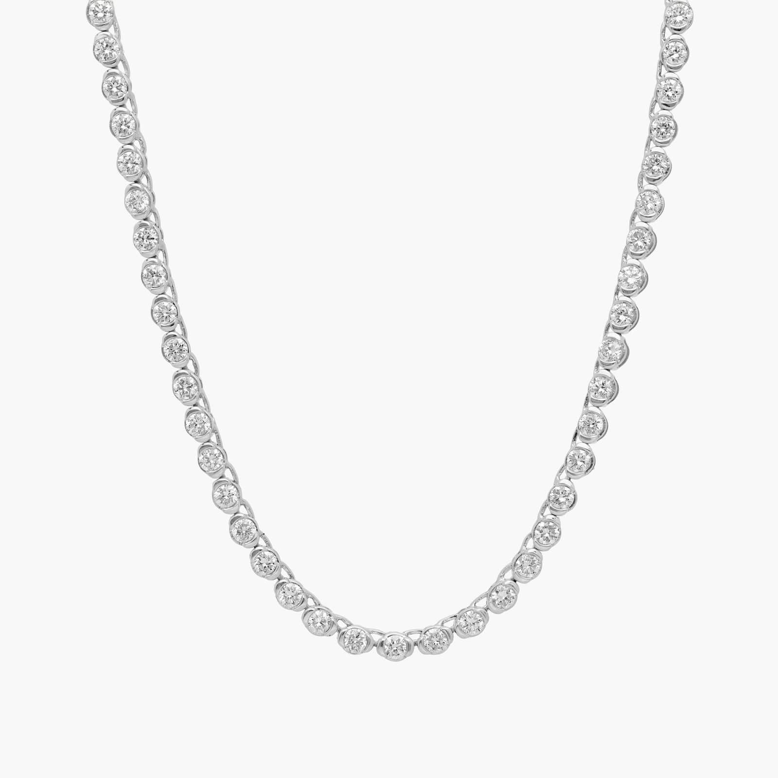 Mini Half Tennis Necklace With 4CTW Round Cut Diamonds In 14K White Gold