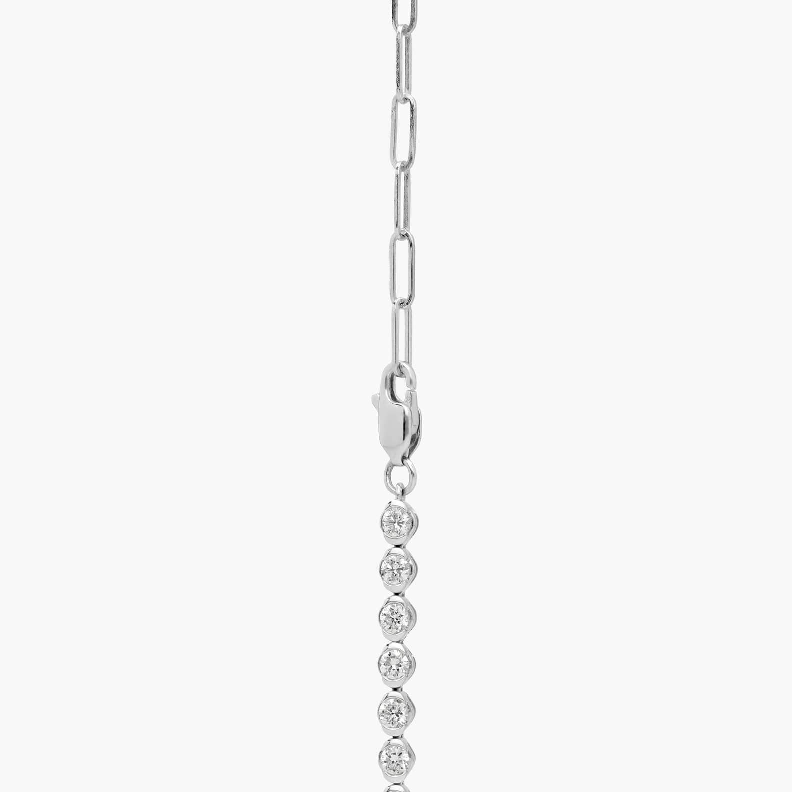 Mini Half Tennis Necklace With 4CTW Round Cut Diamonds In 14K White Gold