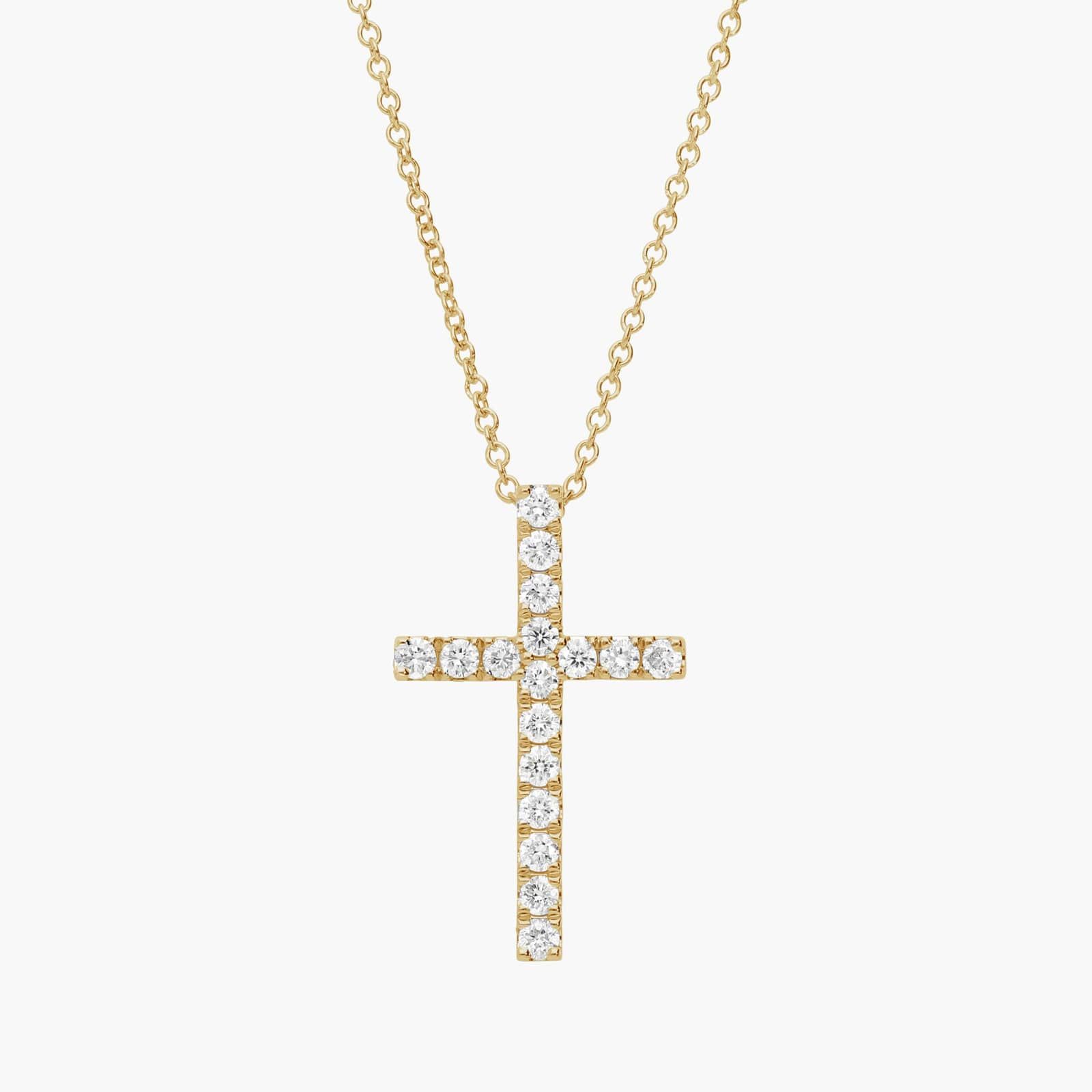 Riviera Pavé Lab-Grown Diamond Cross Necklace in 14K Yellow Gold (1/2 ct. tw.)