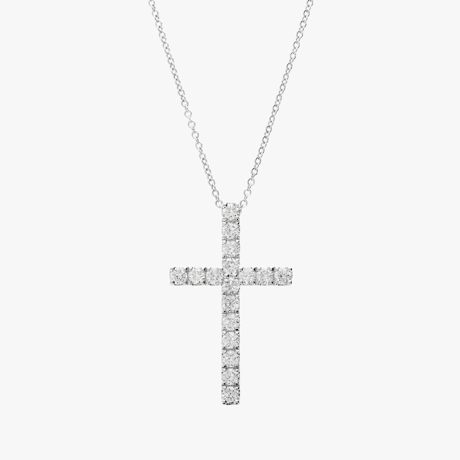 Riviera Pavé Lab-Grown Diamond Cross Necklace in 14K White Gold (1 ct. tw.)