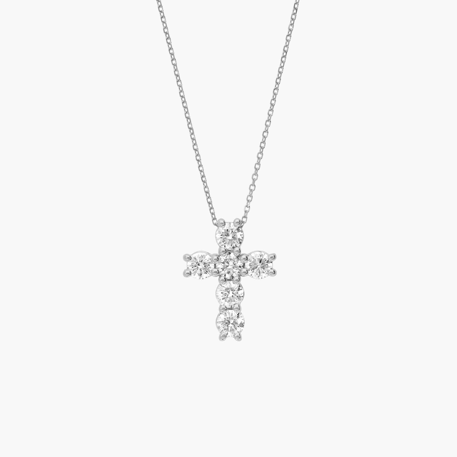 Lab-Grown Diamond Cross Necklace in 14K White Gold (1 1/2 ct. tw.)