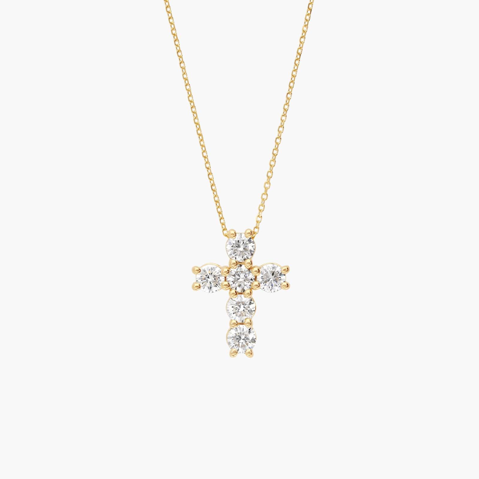Lab-Grown Diamond Cross Necklace in 14K Yellow Gold (1 1/2 ct. tw.)