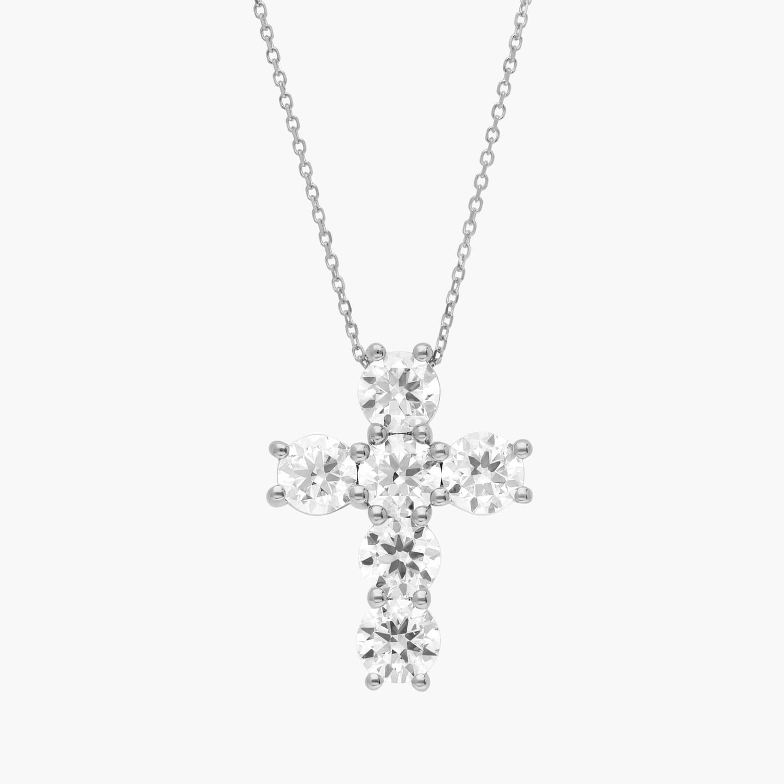 Lab-Grown Diamond Cross Necklace in 14K White Gold (3 1/2 ct. tw.)