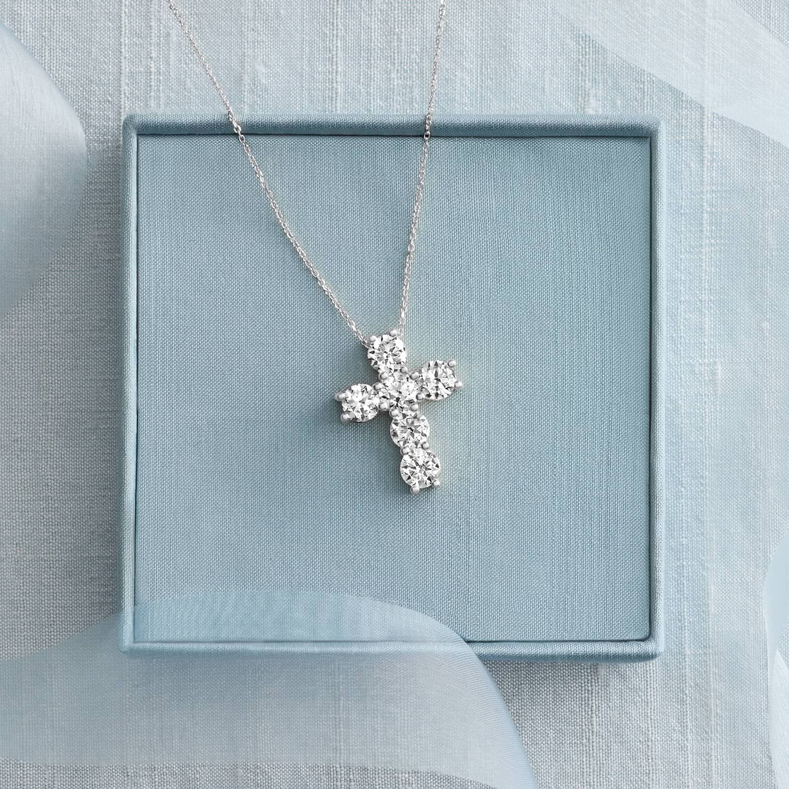 Lab-Grown Diamond Cross Necklace in 14K White Gold (3 1/2 ct. tw.)