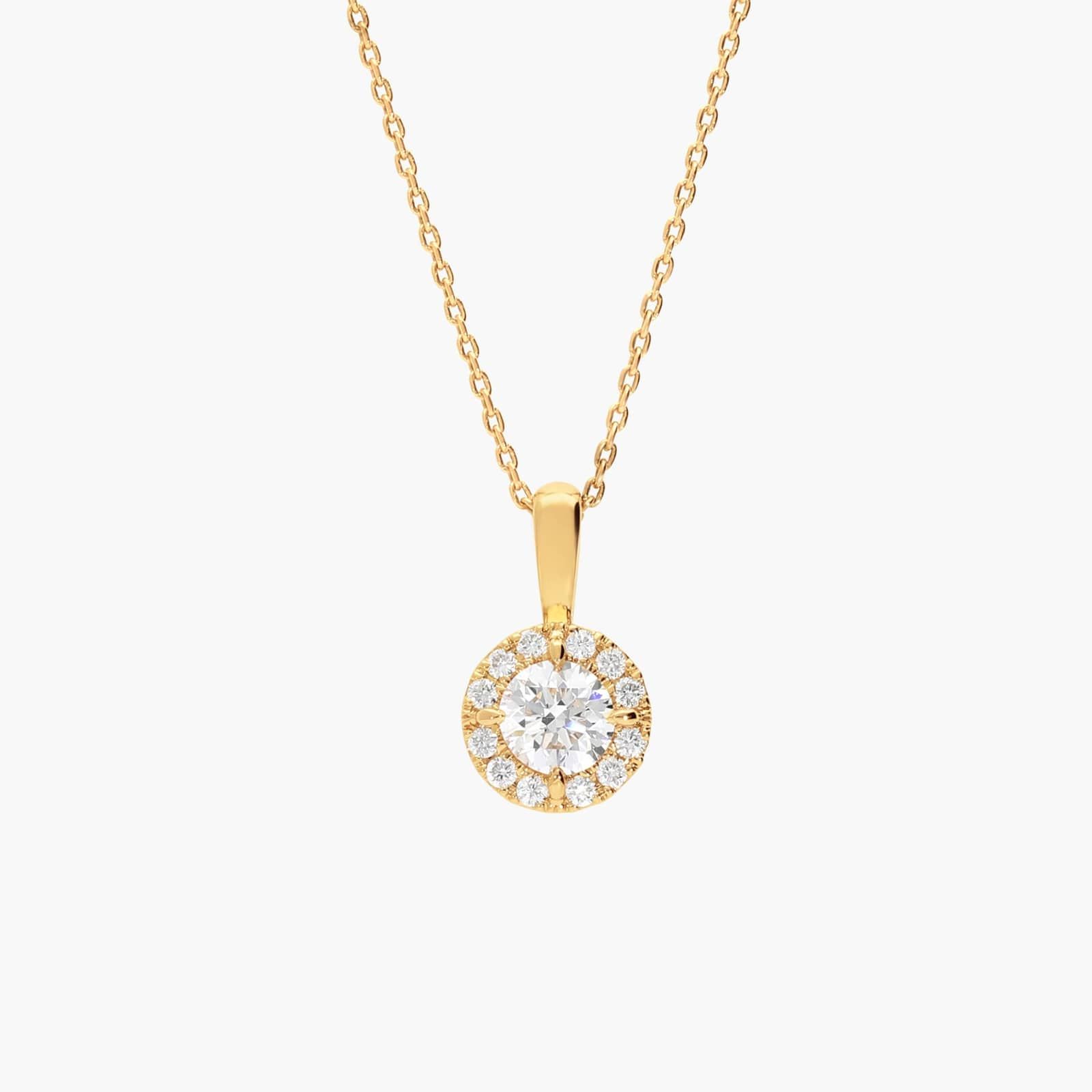 Micro Halo Lab-Grown Diamond Pendant in 14K Yellow Gold (3/4 ct. tw)
