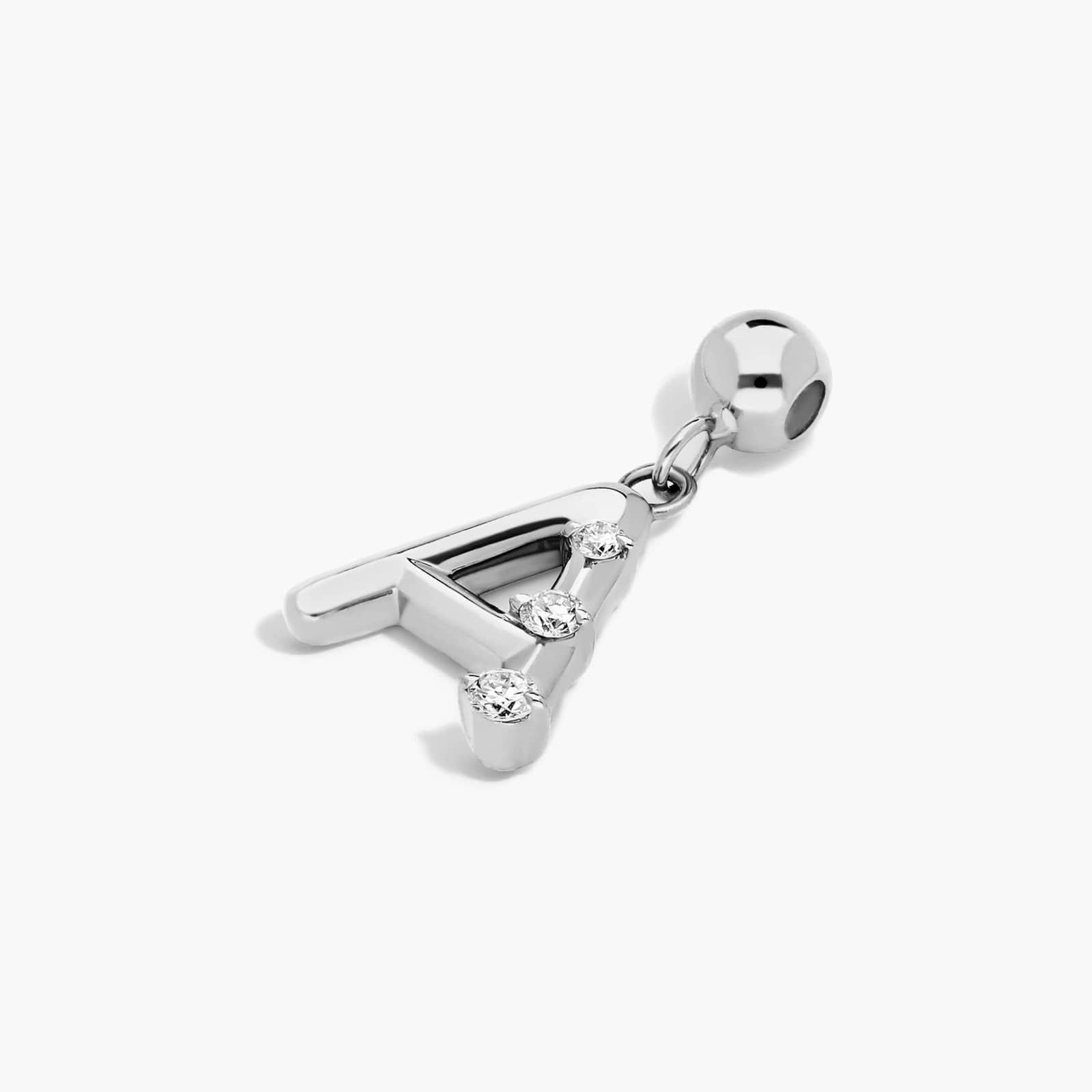 A Initial Lab-Grown Diamond Charm In 14K White Gold By James Allen