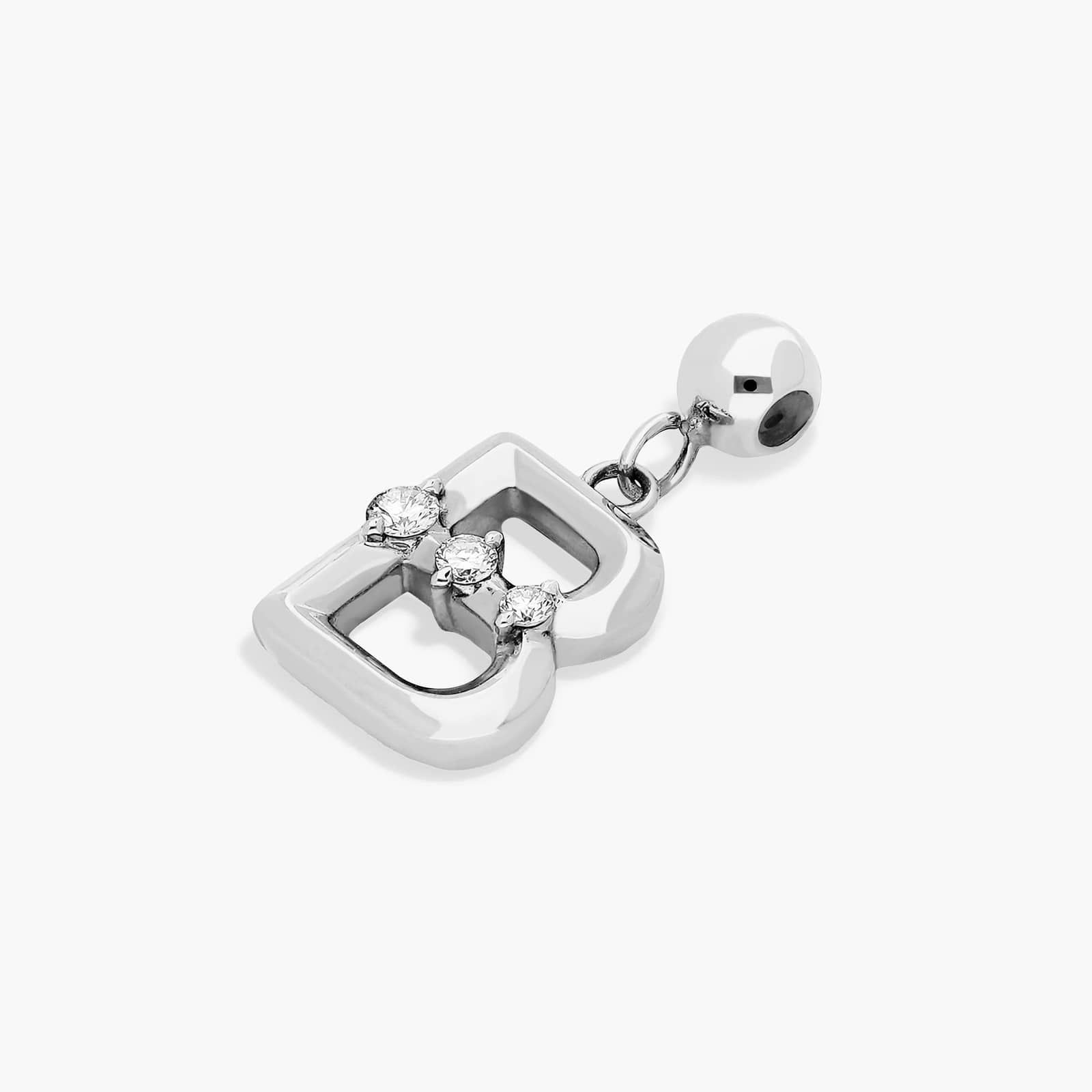 B Initial Lab-Grown Diamond Charm In 14K White Gold By James Allen