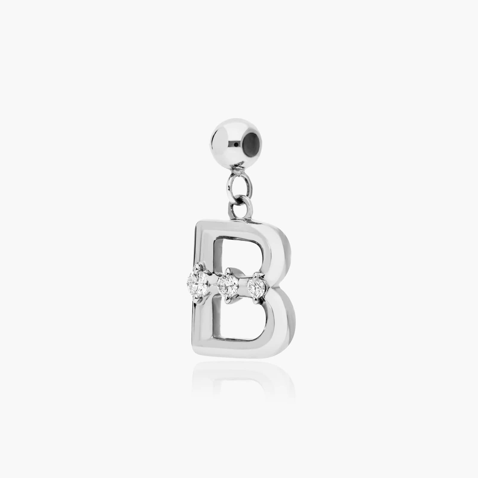 B Initial Lab-Grown Diamond Charm In 14K White Gold By James Allen