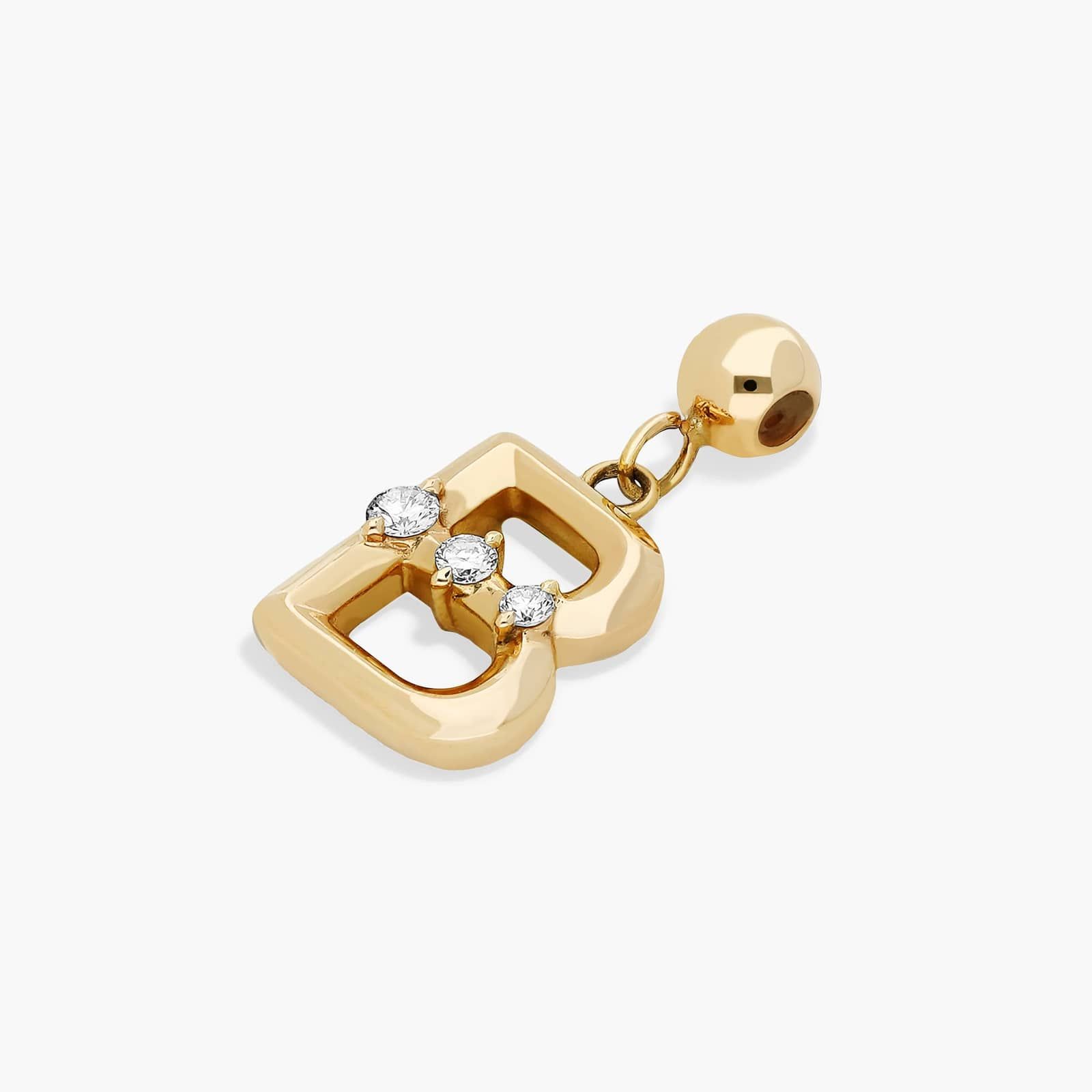 B Initial Lab-Grown Diamond Charm In 14K Yellow Gold By James Allen