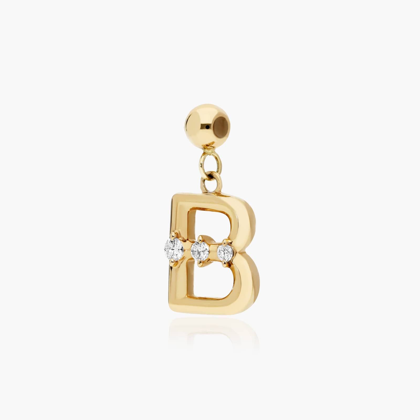 B Initial Lab-Grown Diamond Charm In 14K Yellow Gold By James Allen
