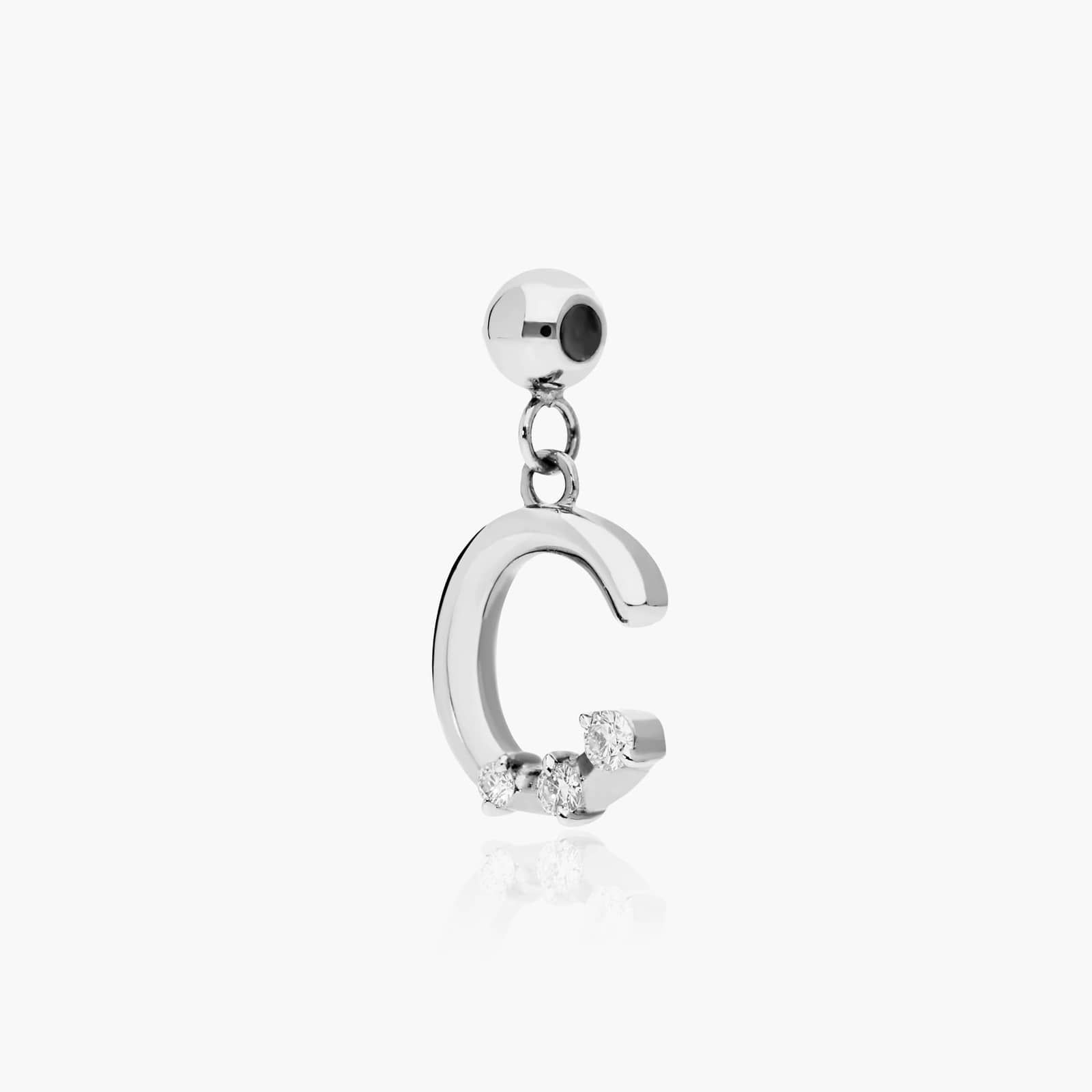 C Initial Lab-Grown Diamond Charm In 14K White Gold By James Allen