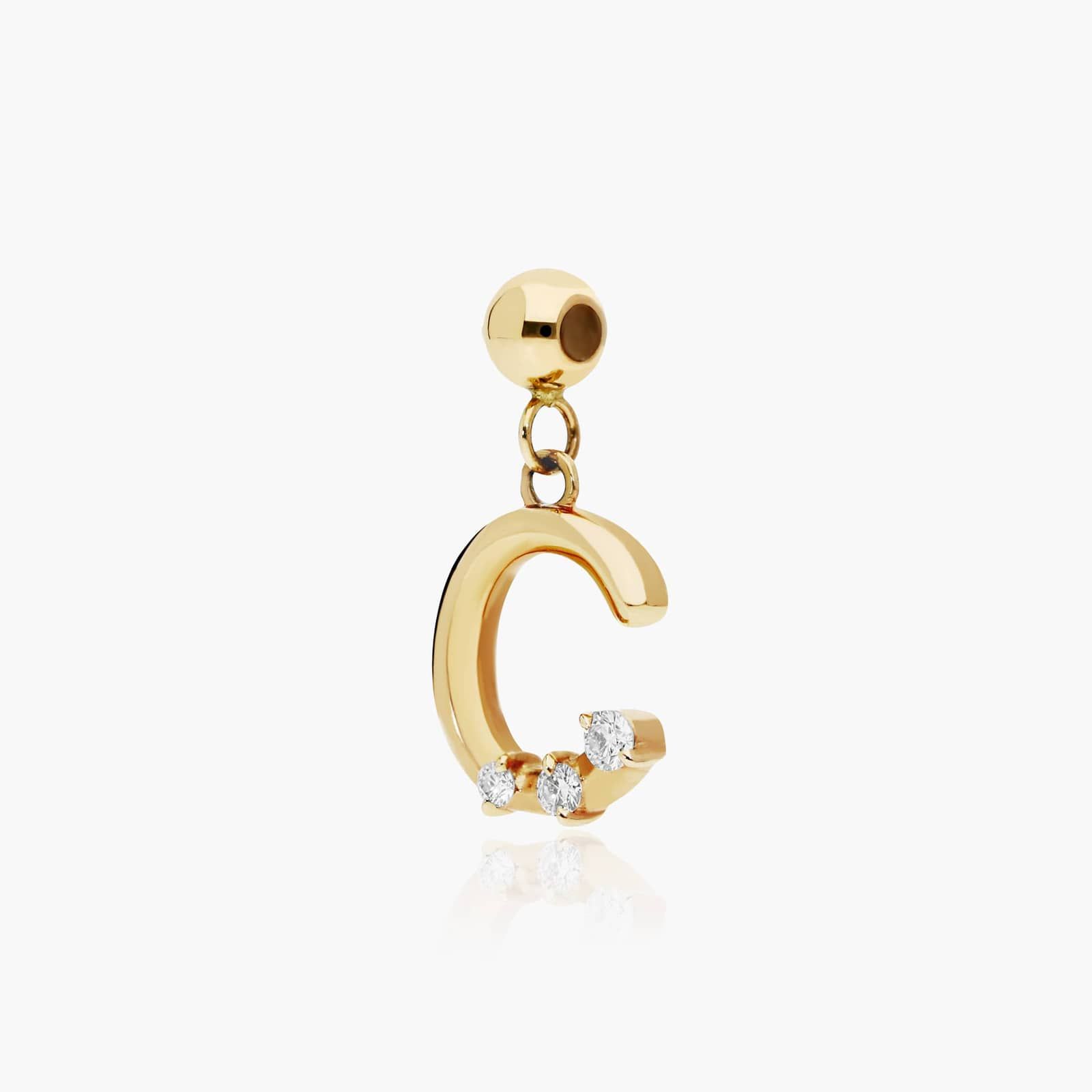 C Initial Lab-Grown Diamond Charm In 14K Yellow Gold By James Allen