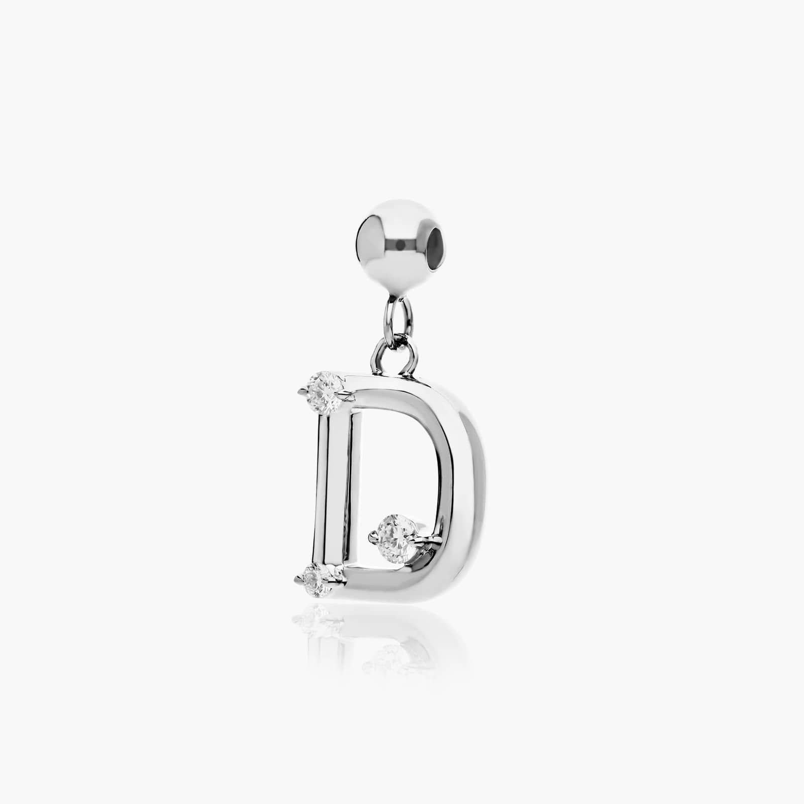 D Initial Lab-Grown Diamond Charm In 14K White Gold By James Allen